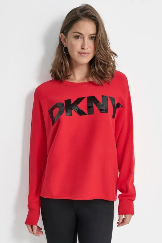 SEQUIN LOGO SWEATER sold by DKNY