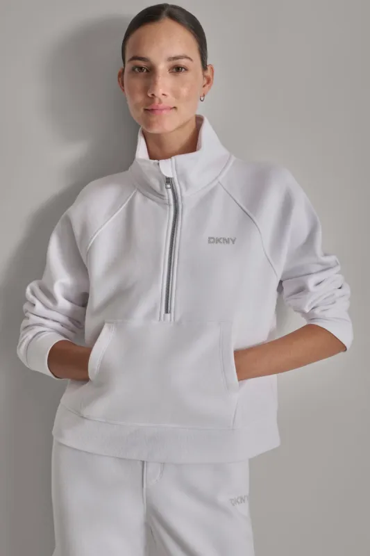 MINI STUD LOGO HALF ZIP PULLOVER sold by DKNY