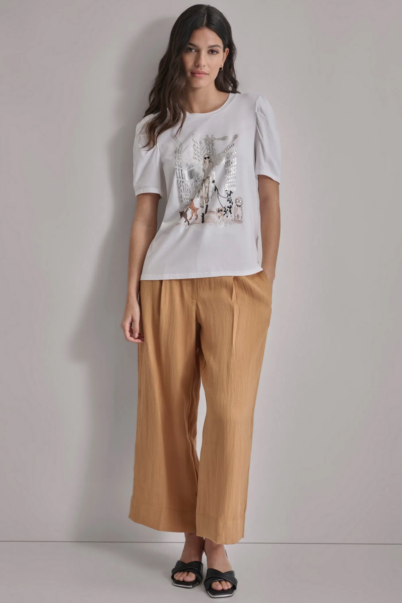 PUFF SLEEVE DOG WALKER CONVERSATIONAL TEE sold by DKNY product image thumbnail 4