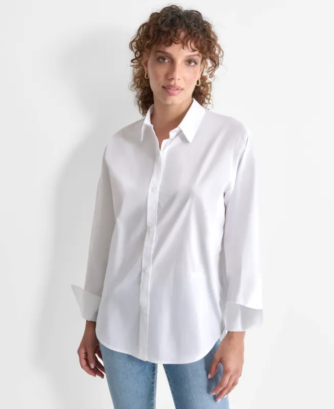 POPLIN BUTTON FRONT SHIRT sold by DKNY