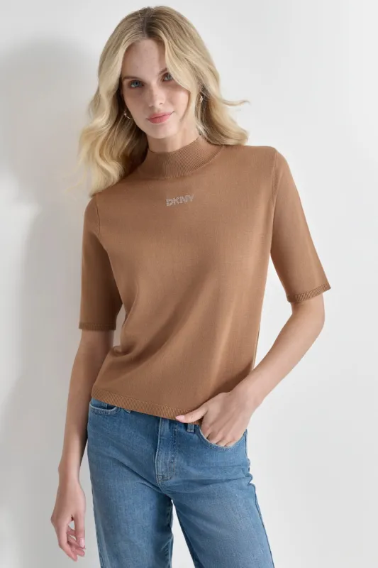 MOCK NECK LOGO SWEATER sold by DKNY