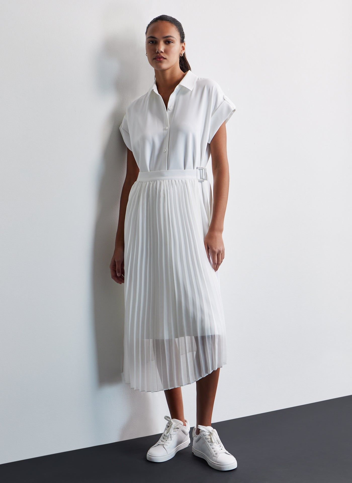 MIXED PLEATED CHIFFON DRESS sold by DKNY