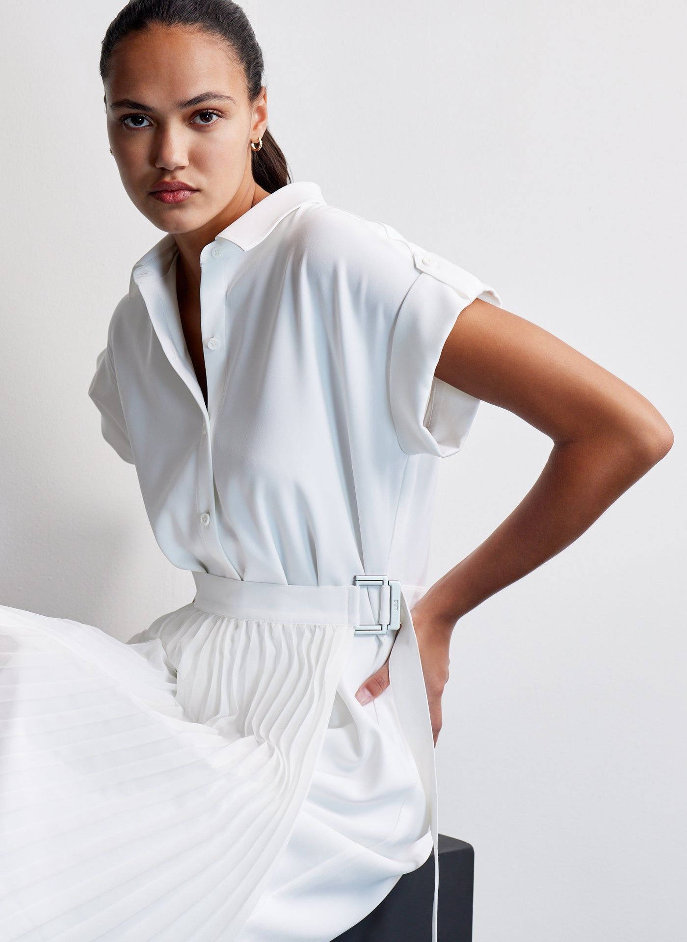 MIXED PLEATED CHIFFON DRESS sold by DKNY product image thumbnail 3