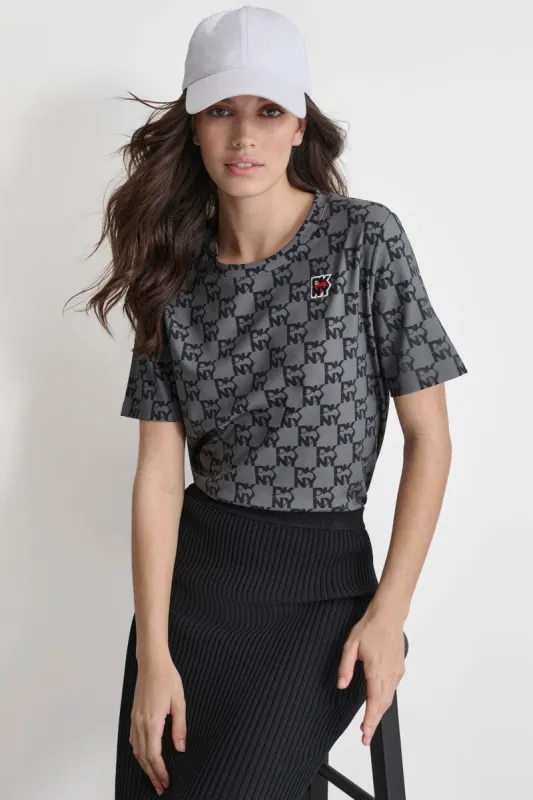 ALLOVER LOGO T-SHIRT sold by DKNY