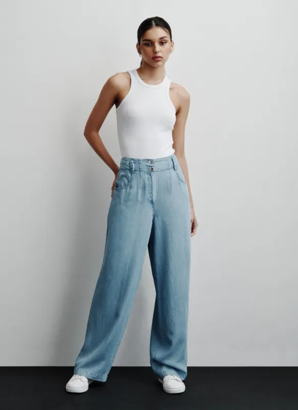 WIDE LEG TENCEL TROUSER sold by DKNY