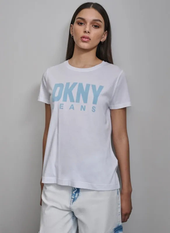 FLOCKED LOGO CREW NECK TEE sold by DKNY