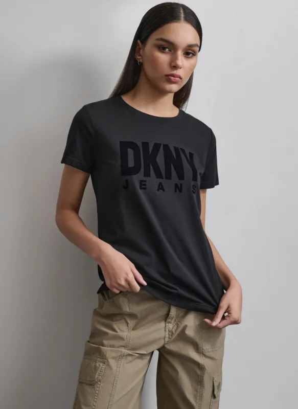 FLOCKED LOGO CREW NECK TEE sold by DKNY