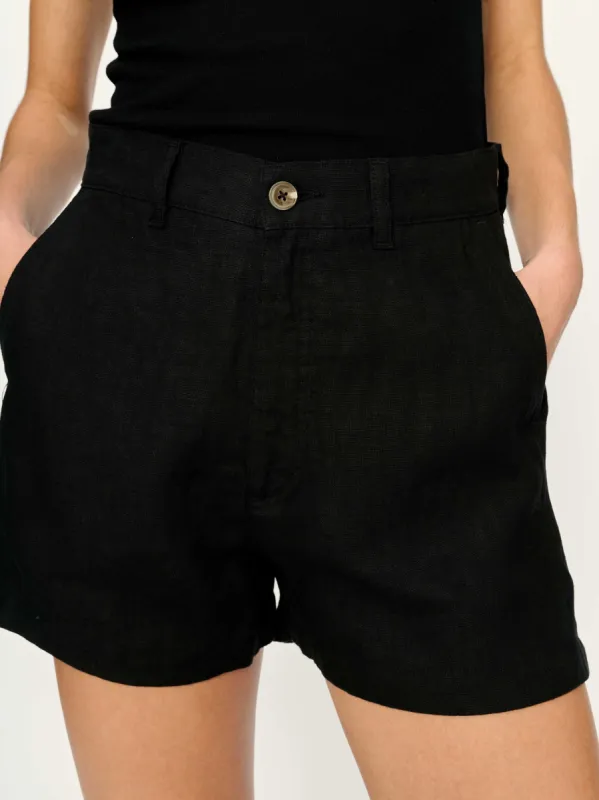 Taylor Short Ultra High Rise 3" | Black Linen sold by DL1961