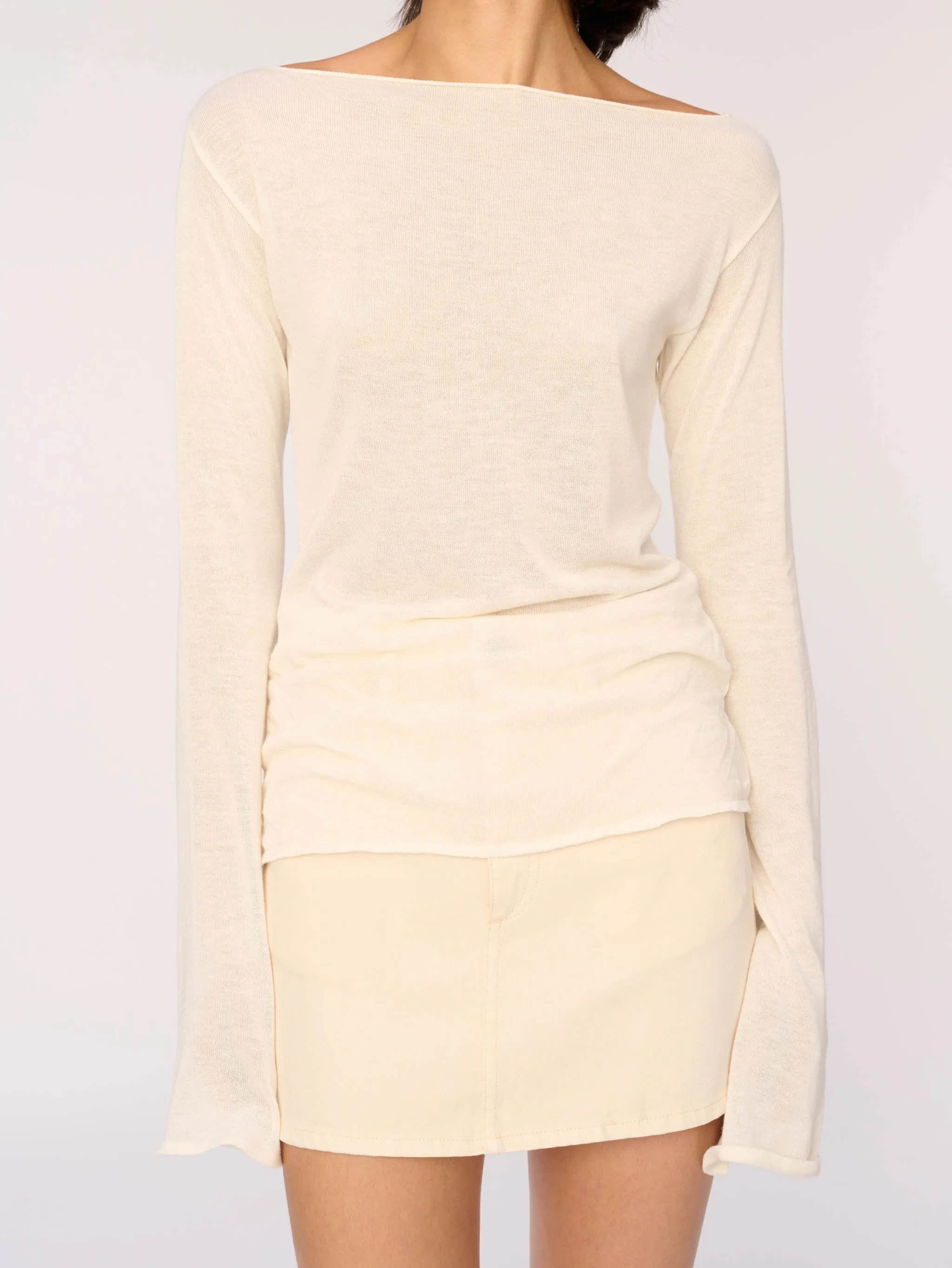 Long Sleeve Boat Neck | Cream sold by DL1961