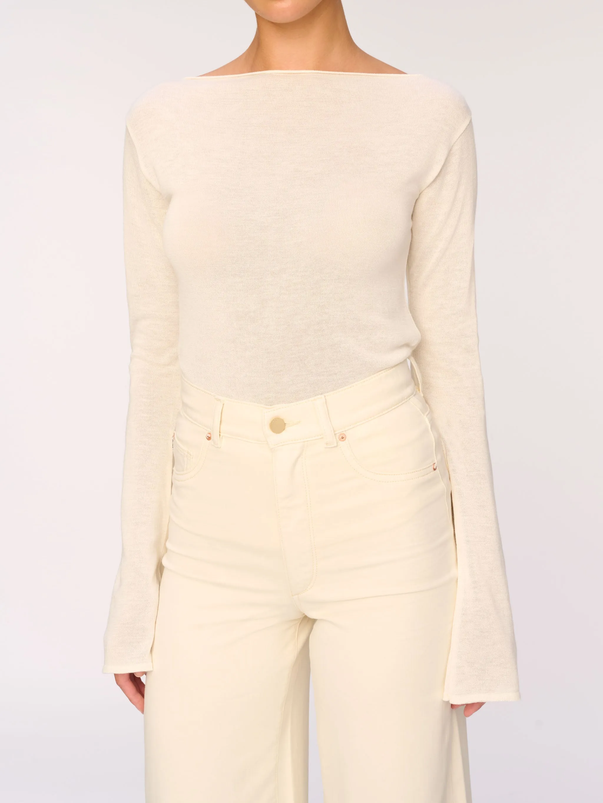 Long Sleeve Boat Neck | Cream sold by DL1961 product image thumbnail 2