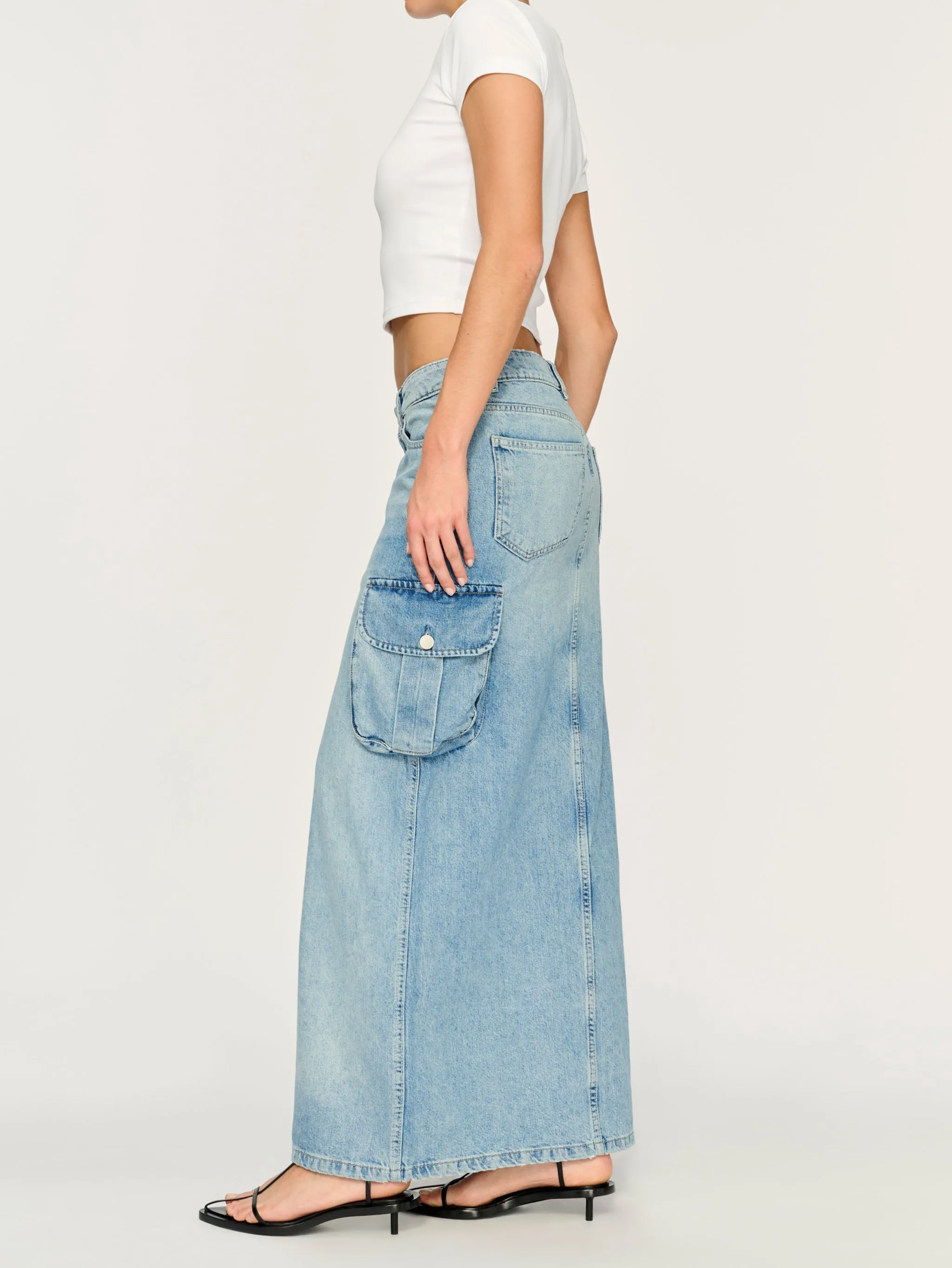 Asra Low Rise Denim Maxi Skirt | Fountain Cargo sold by DL1961 product image thumbnail 3