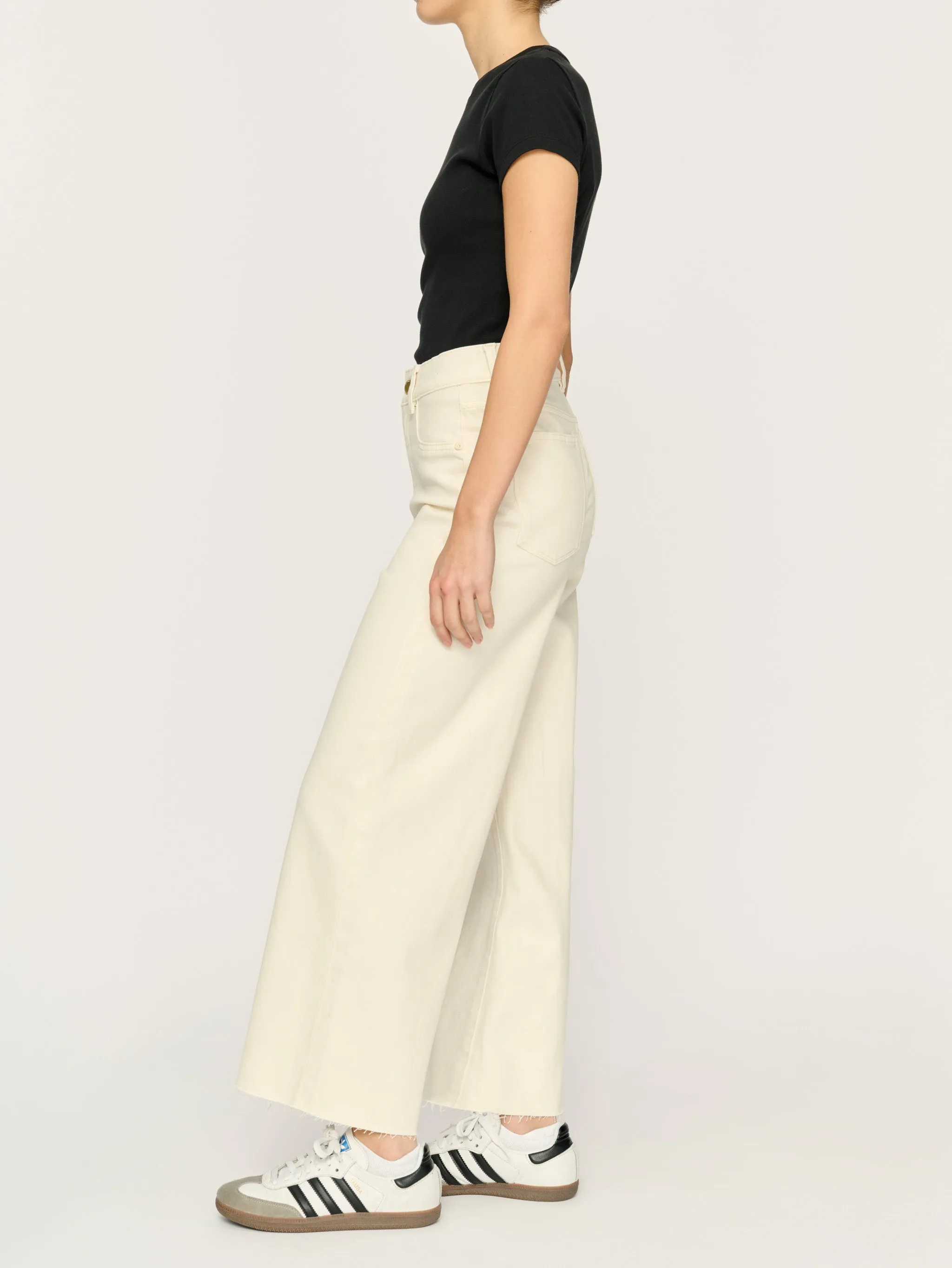 Hepburn Wide Leg Petite High Rise Jeans | Eggshell sold by DL1961 product image thumbnail 3