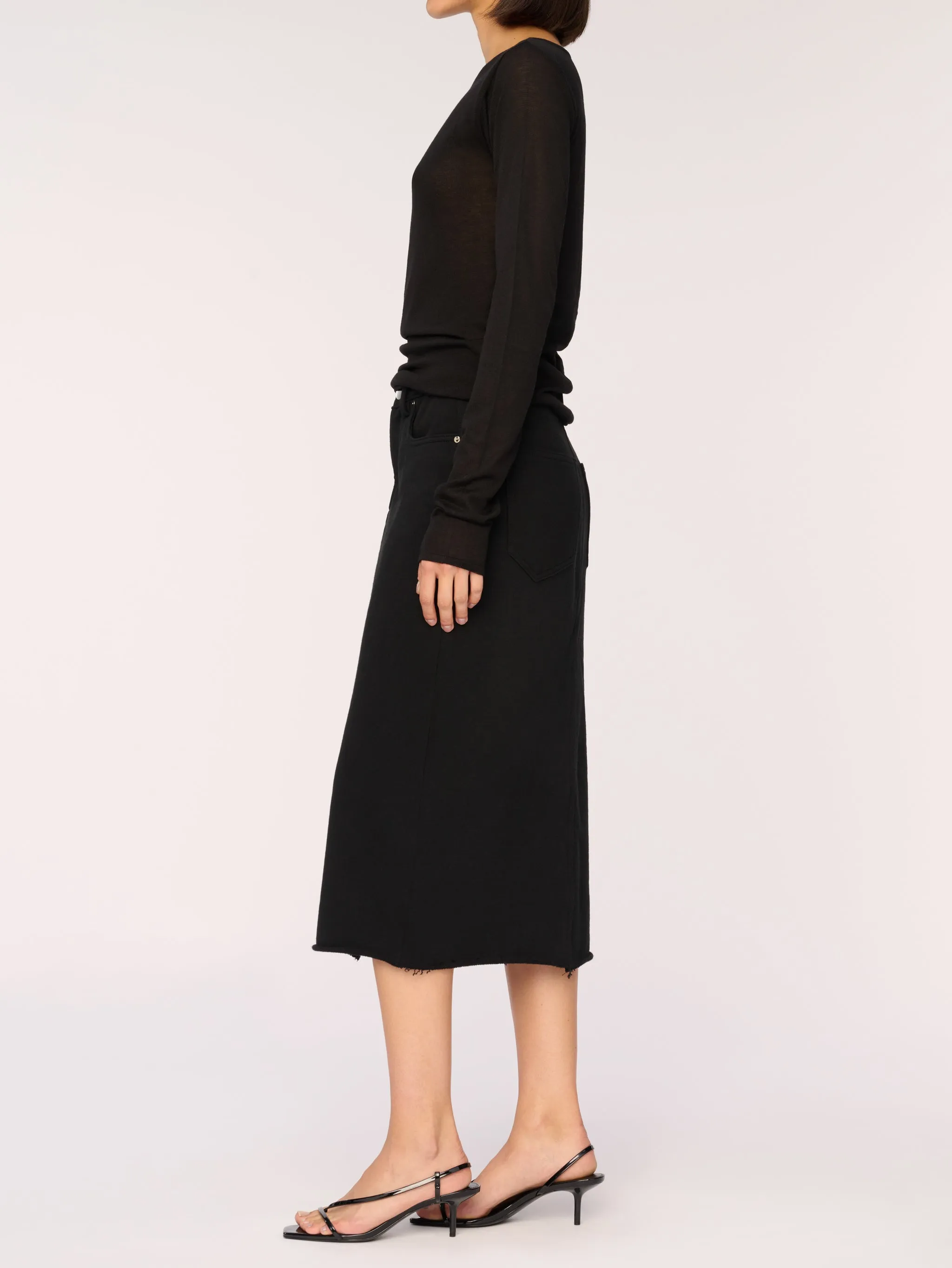 Alma Skirt Midi | Black French Terry sold by DL1961 product image thumbnail 3