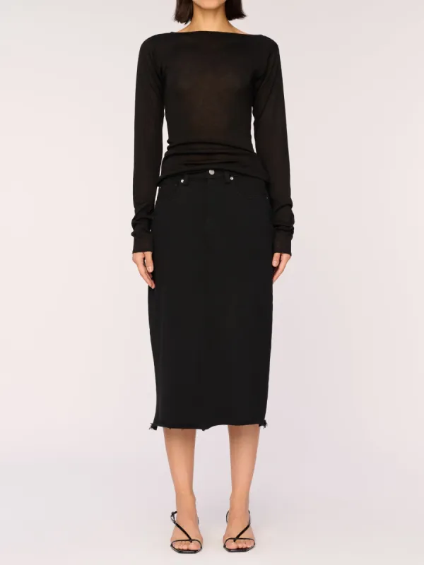 Alma Skirt Midi | Black French Terry sold by DL1961
