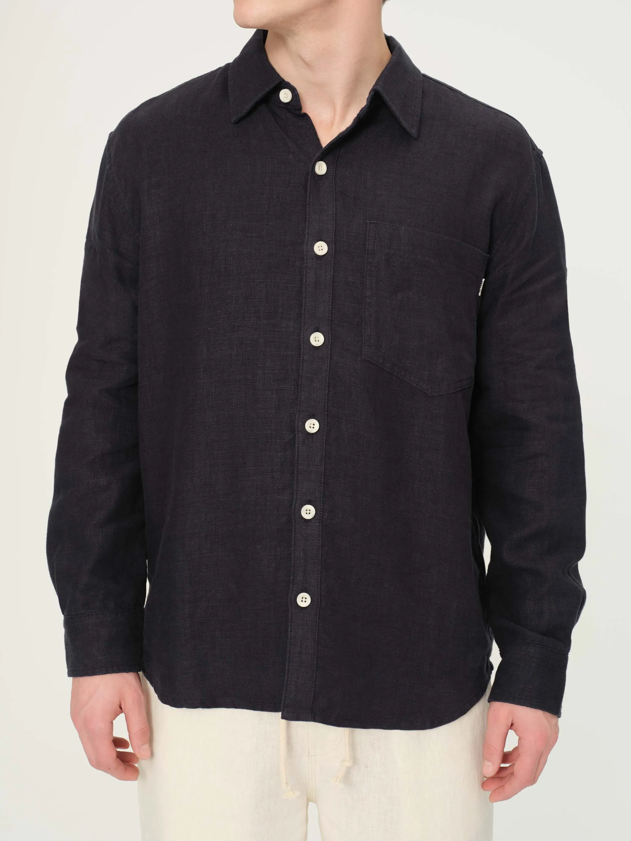 Dominick Shirt | Classic Navy Linen sold by DL1961
