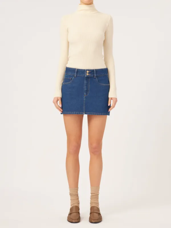 Alma Low Rise Micro Mini Jean Skirt | Vibrant Rinse sold by DL1961