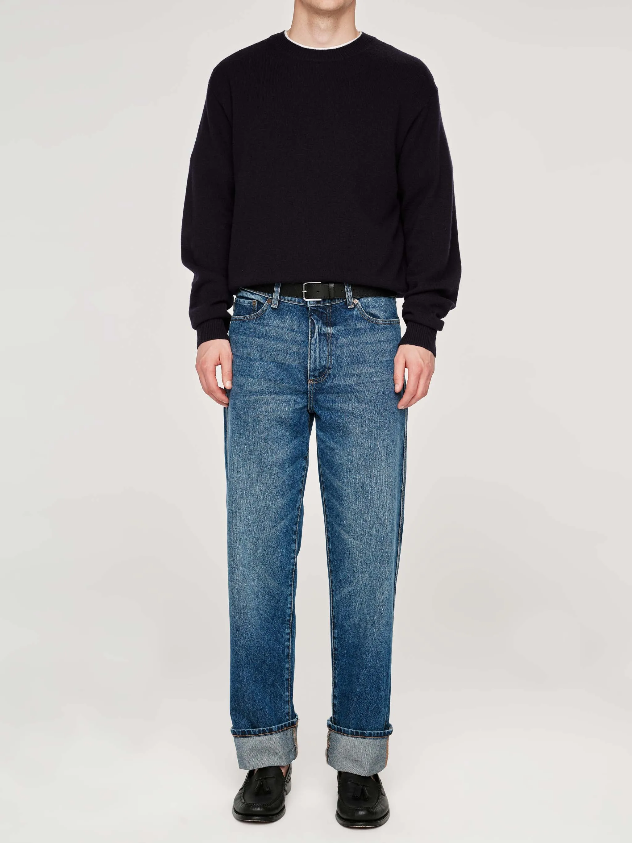 Noah Straight Jeans | Alamo Cuffed (Mid Indigo) sold by DL1961 product image thumbnail 4