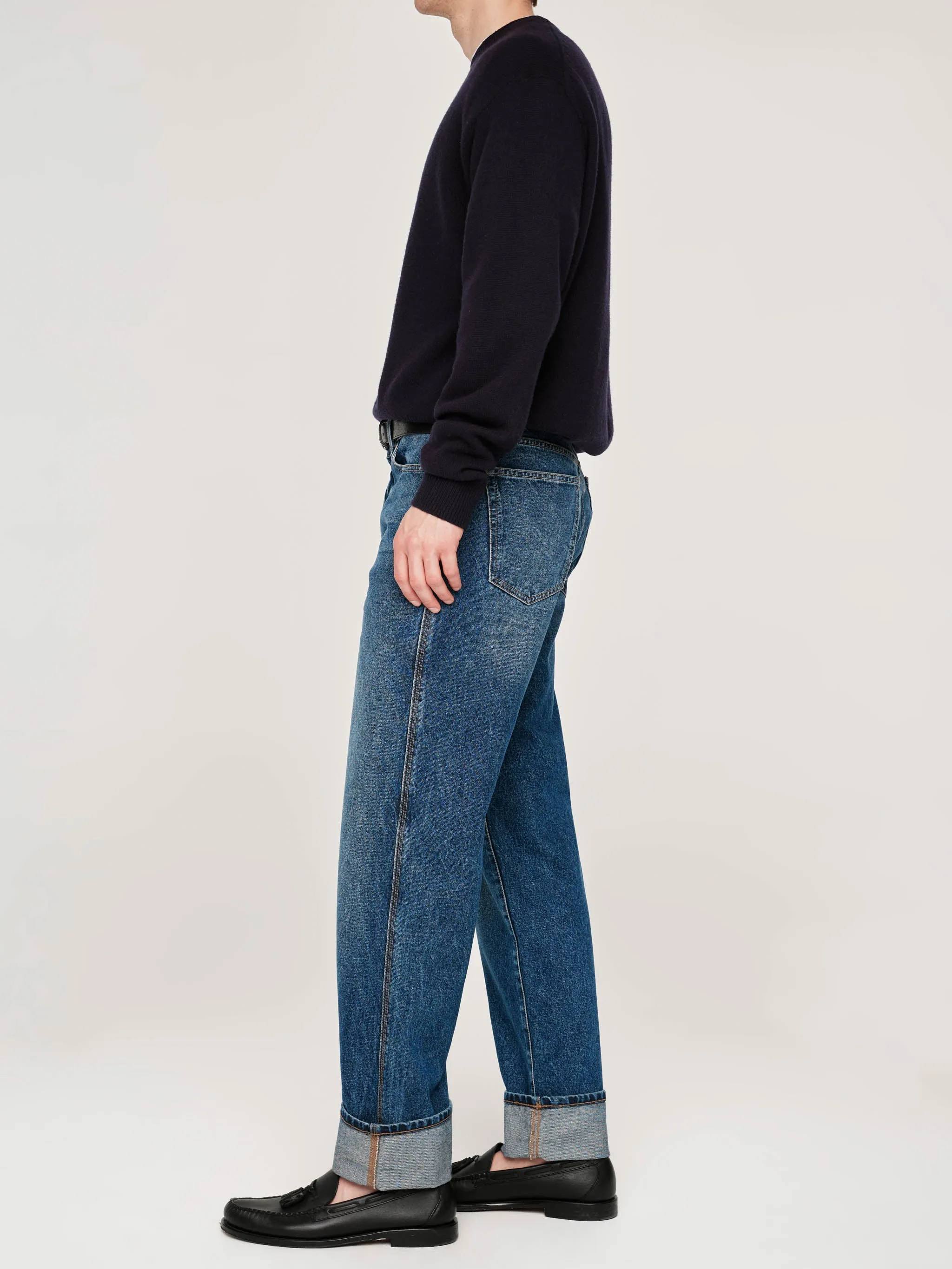 Noah Straight Jeans | Alamo Cuffed (Mid Indigo) sold by DL1961 product image thumbnail 2