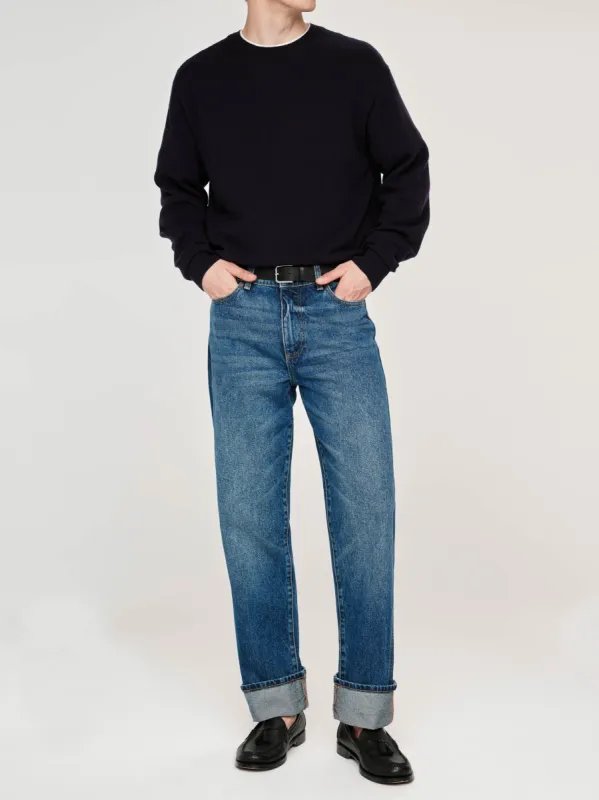Noah Straight Jeans | Alamo Cuffed (Mid Indigo) made by DL1961