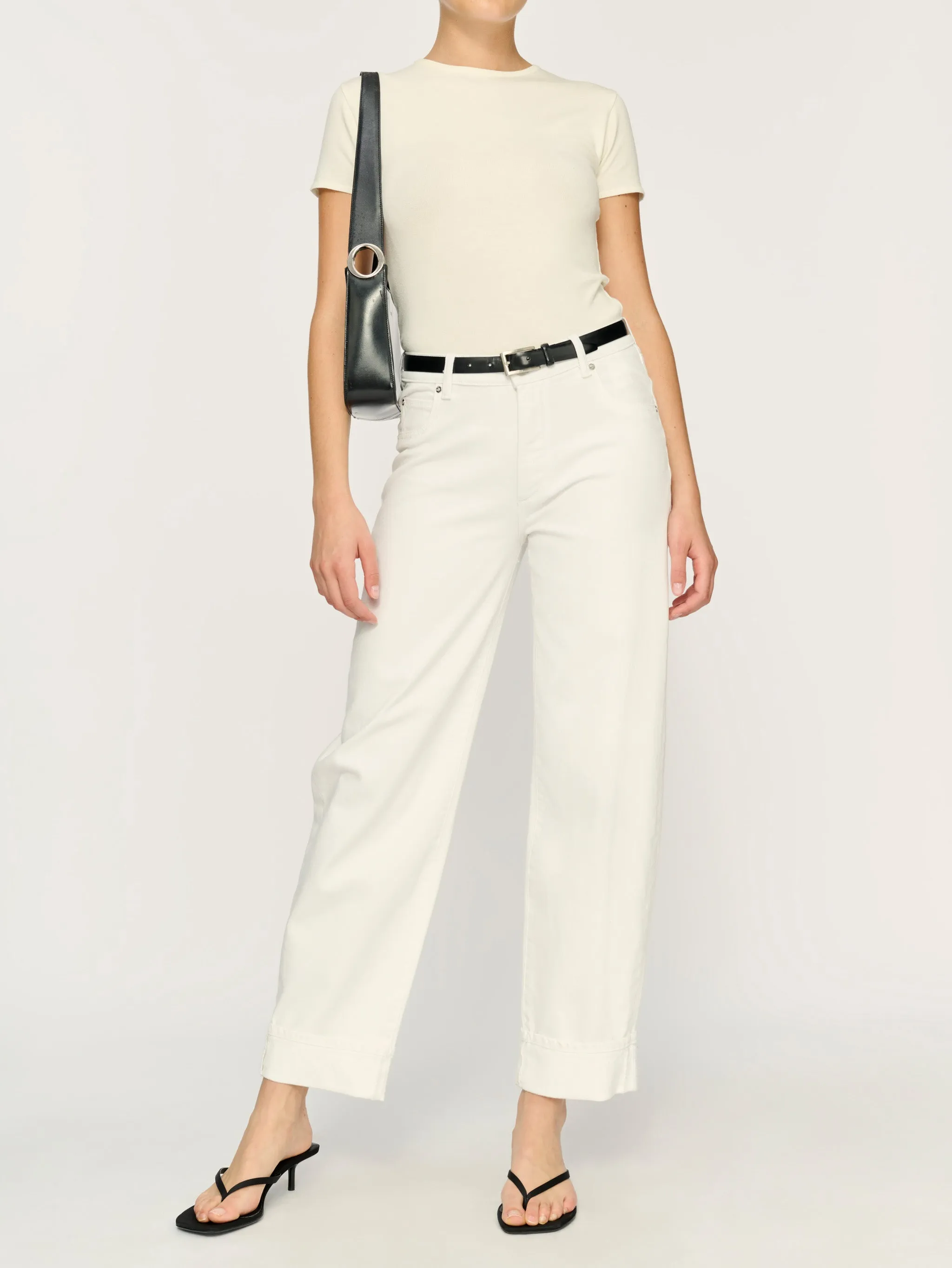 Thea Boyfriend Relaxed Tapered Jeans | White Cuffed sold by DL1961 product image thumbnail 2