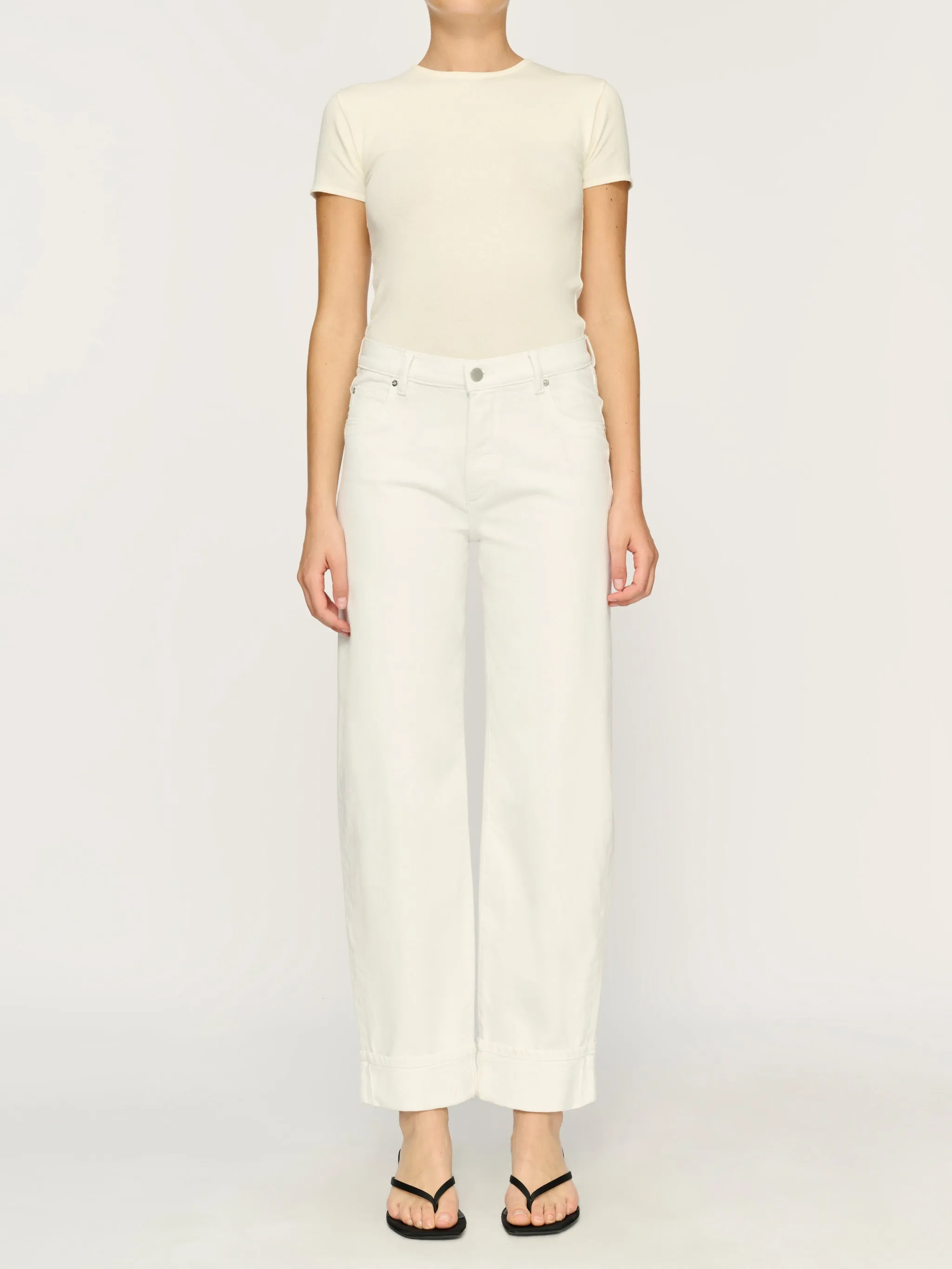 Thea Boyfriend Relaxed Tapered Jeans | White Cuffed sold by DL1961 product image thumbnail 4