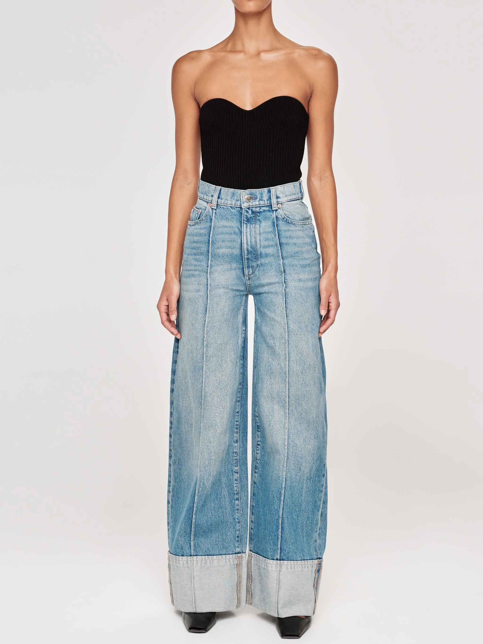 Hepburn Wide Leg High Rise 32" Jeans | Springdale Cuffed sold by DL1961