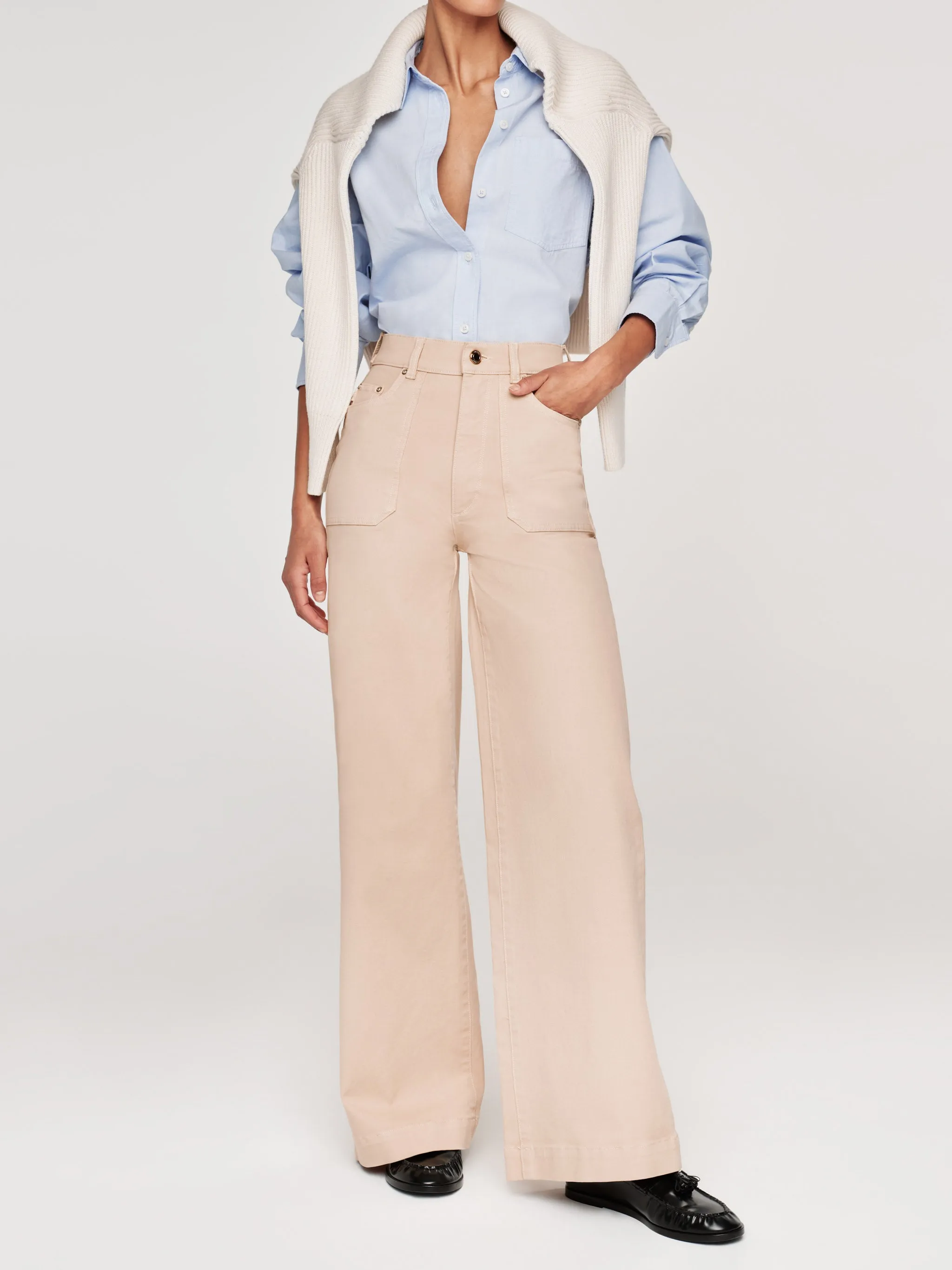 Hepburn Wide Leg High Rise 32" Jeans | Chardonnay sold by DL1961