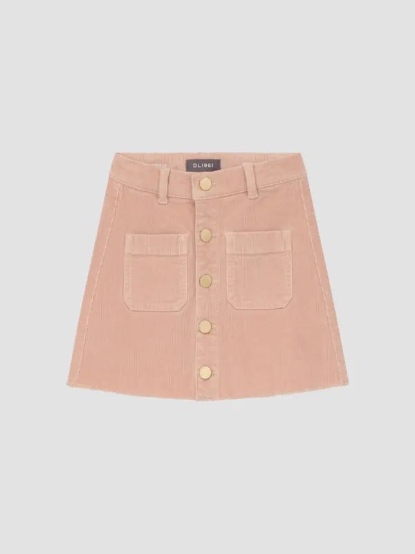 Jenny Mini Skirt | Rose Corduroy sold by DL1961