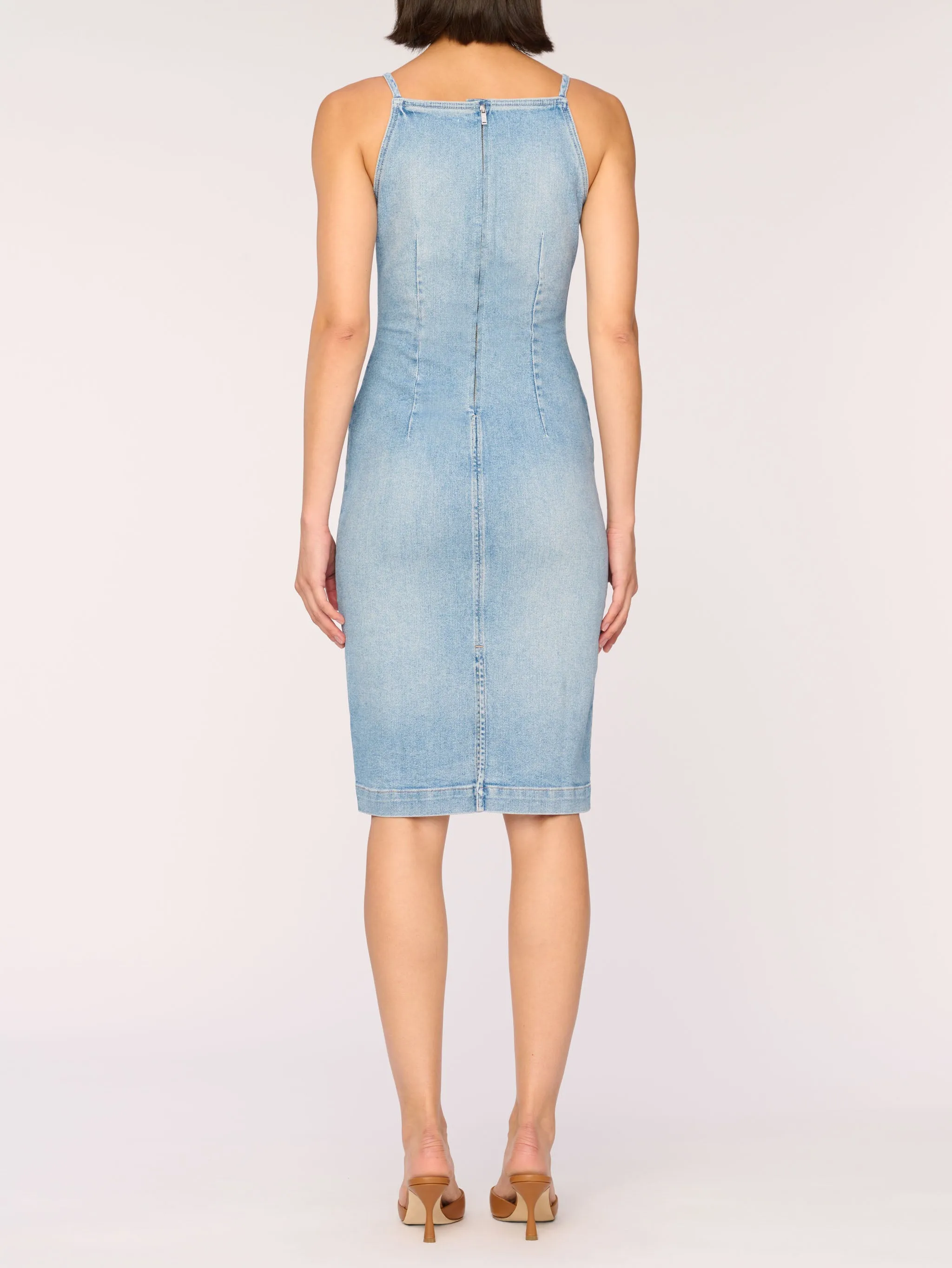 Esme Denim Apron Dress | Fountain sold by DL1961 product image thumbnail 3