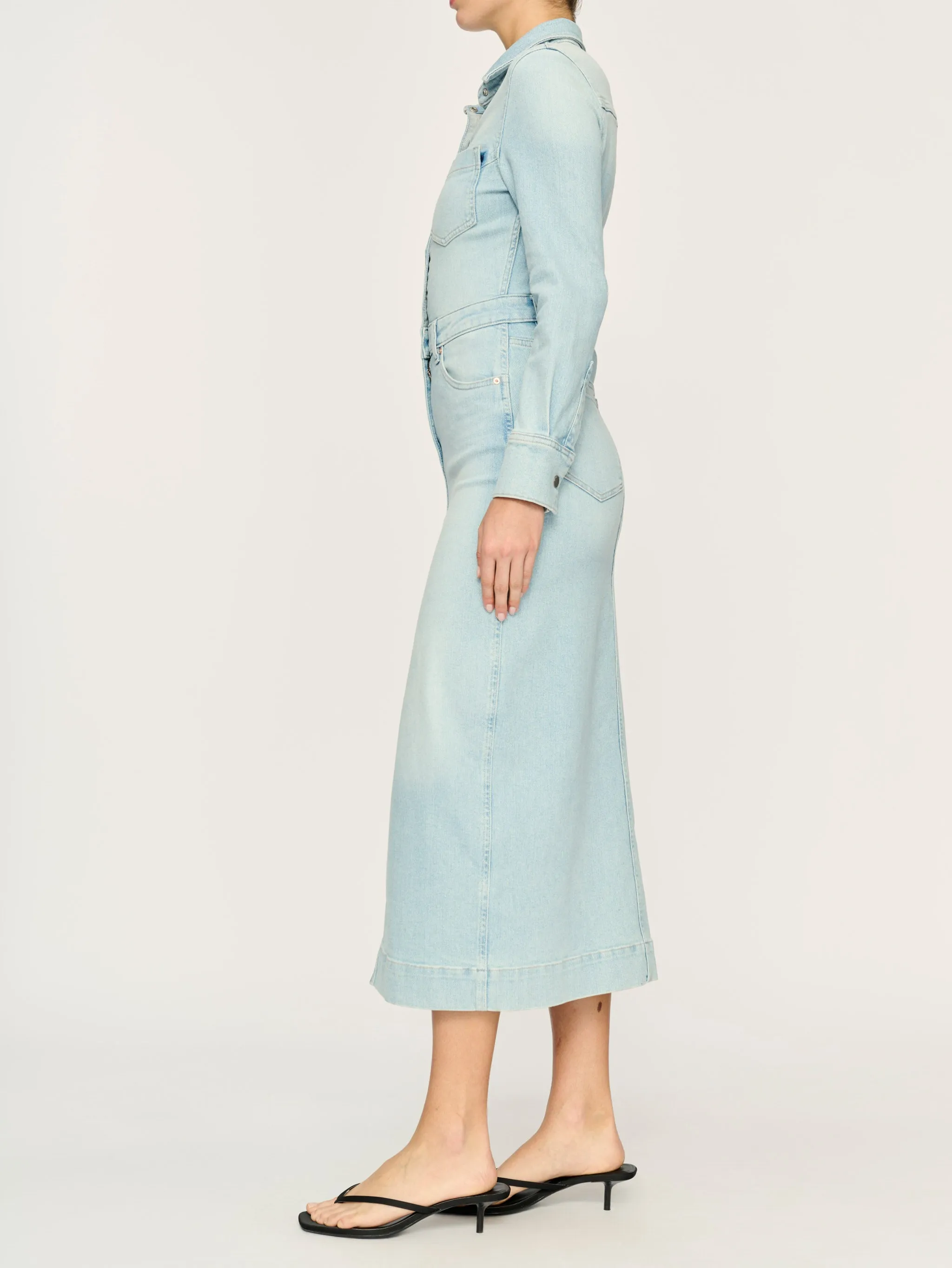 Freja Denim Dress Midi | Lt. Monterey sold by DL1961 product image thumbnail 3