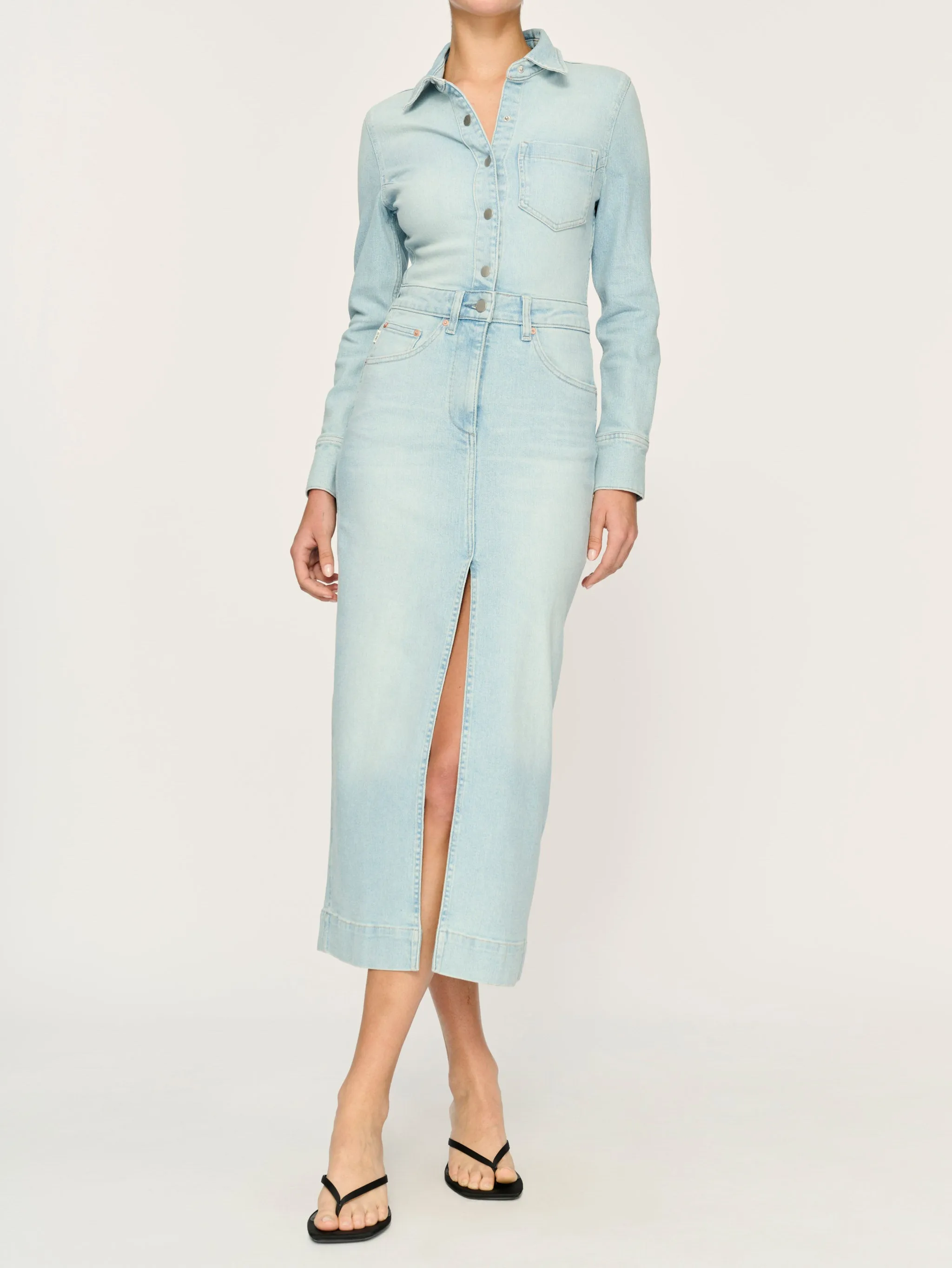 Freja Denim Dress Midi | Lt. Monterey sold by DL1961 product image thumbnail 2