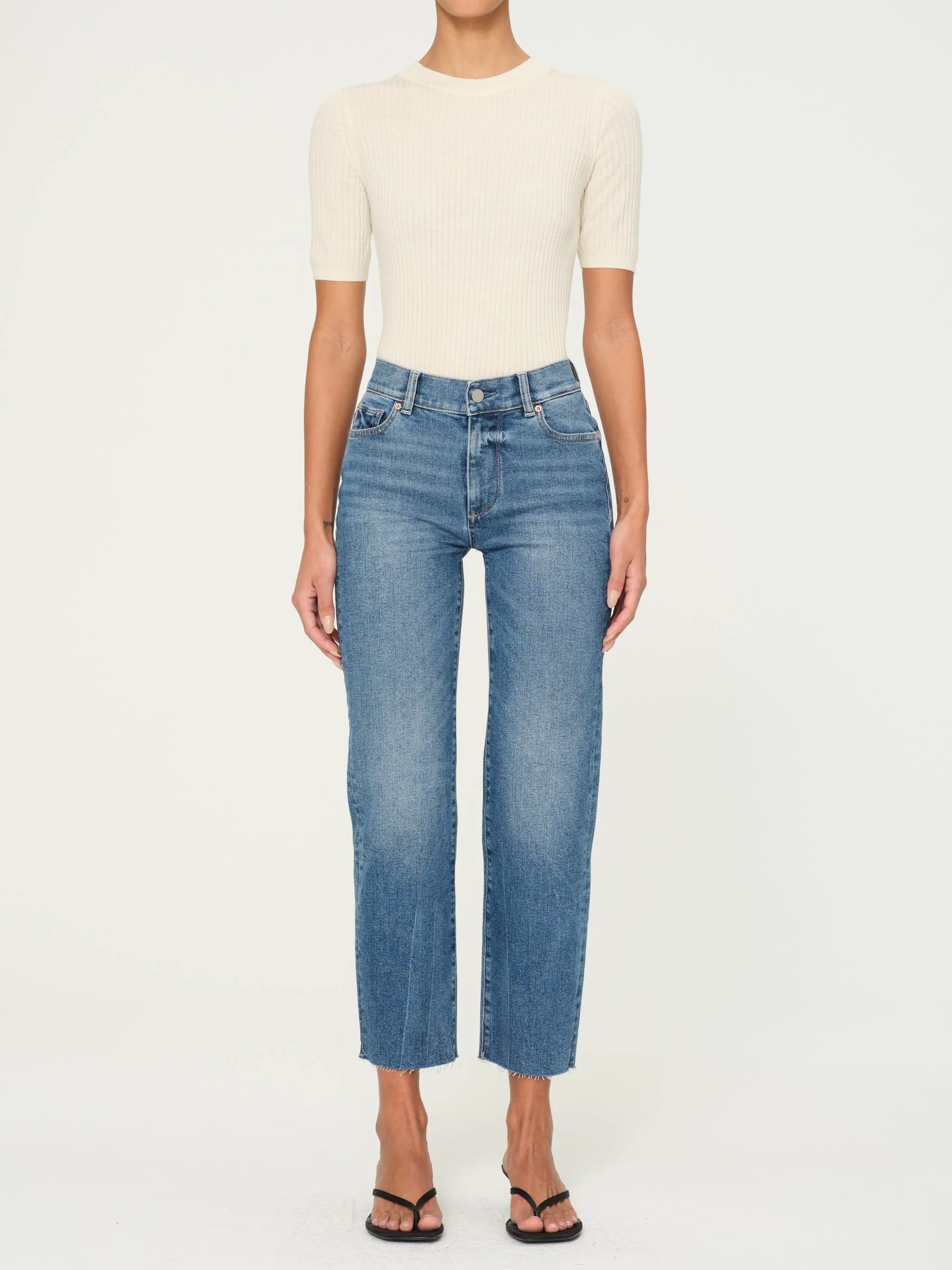 Mara Straight Relaxed Leg Mid Rise Instasculpt 27" Jeans | Driggs sold by DL1961