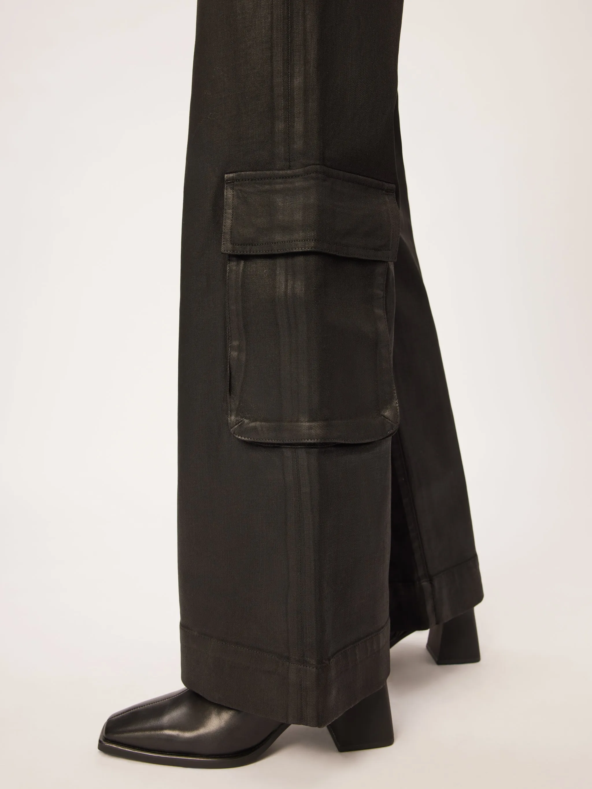 Hepburn Wide Leg  High Rise Vintage 32" Jeans | Black Coated Cargo sold by DL1961 product image thumbnail 2
