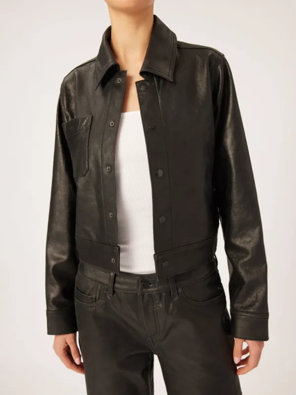 Tilda Shirt Jacket | Black Patent sold by DL1961