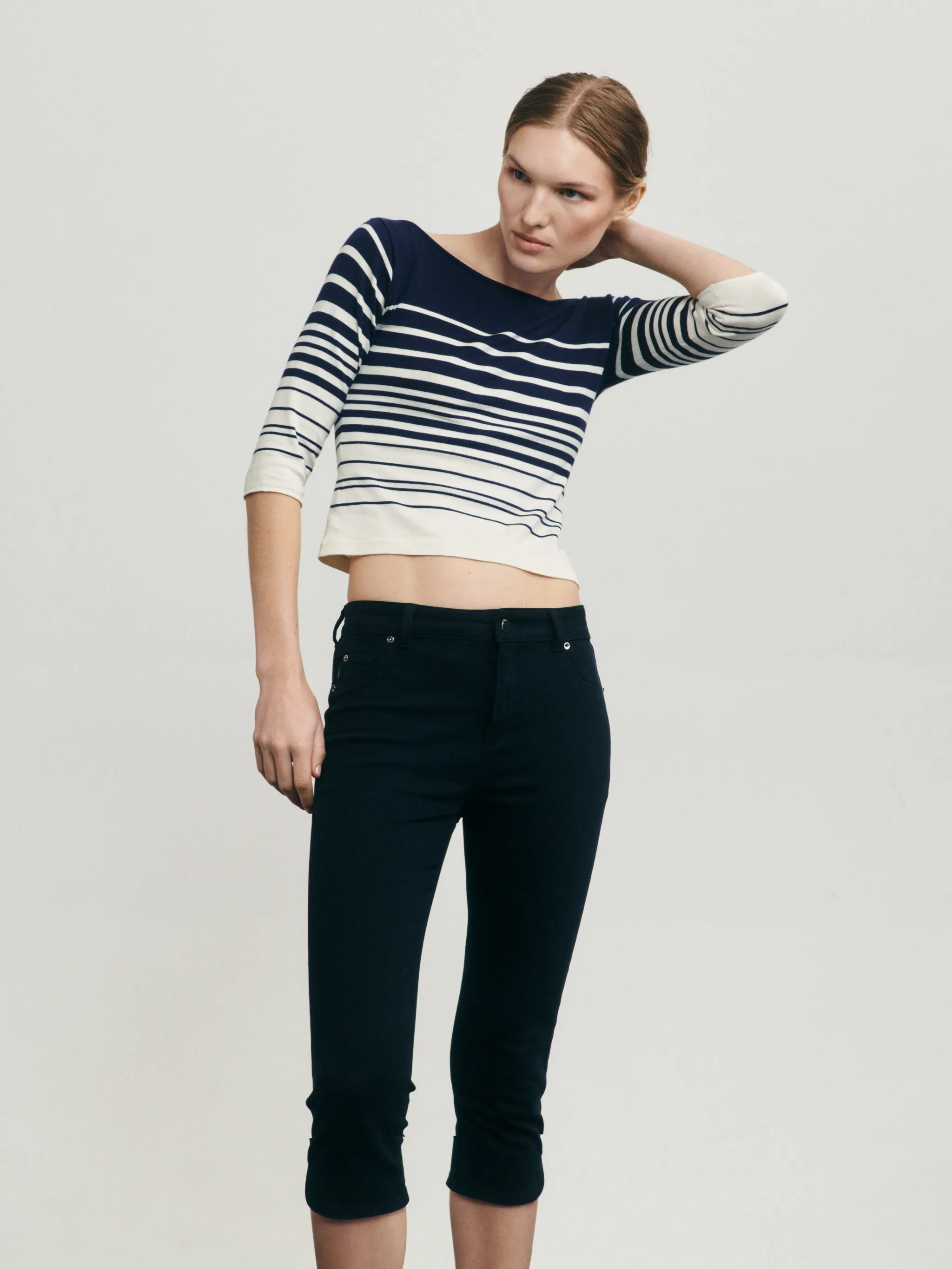 Boatneck Top | Marine Stripe sold by DL1961