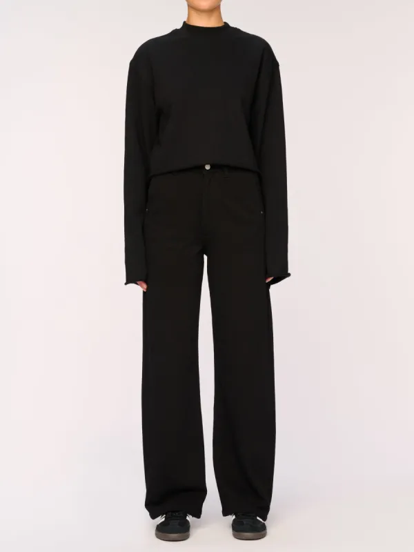 Hepburn Wide Leg High Rise Knit | Black French Terry sold by DL1961