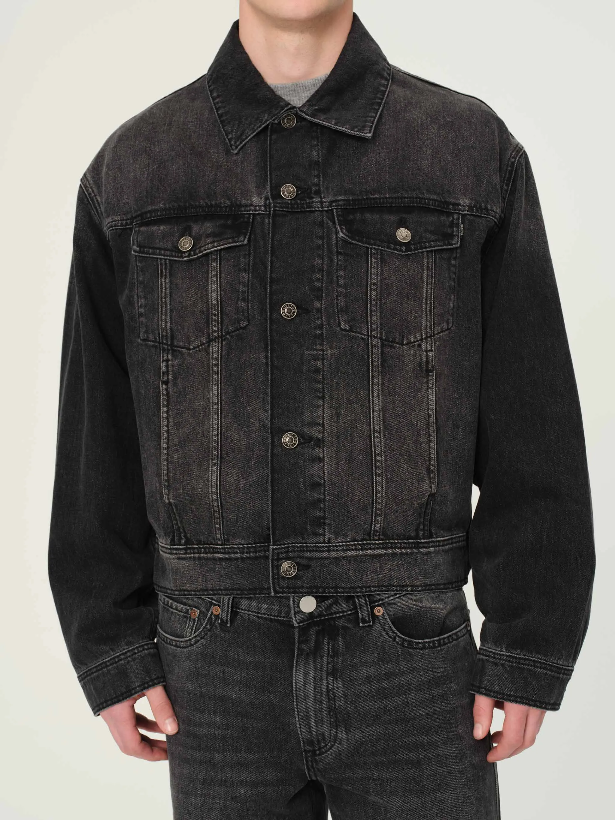 Jacky Relaxed Trucker Denim Jacket | Nightshade (Washed Black) sold by DL1961 product image thumbnail 3