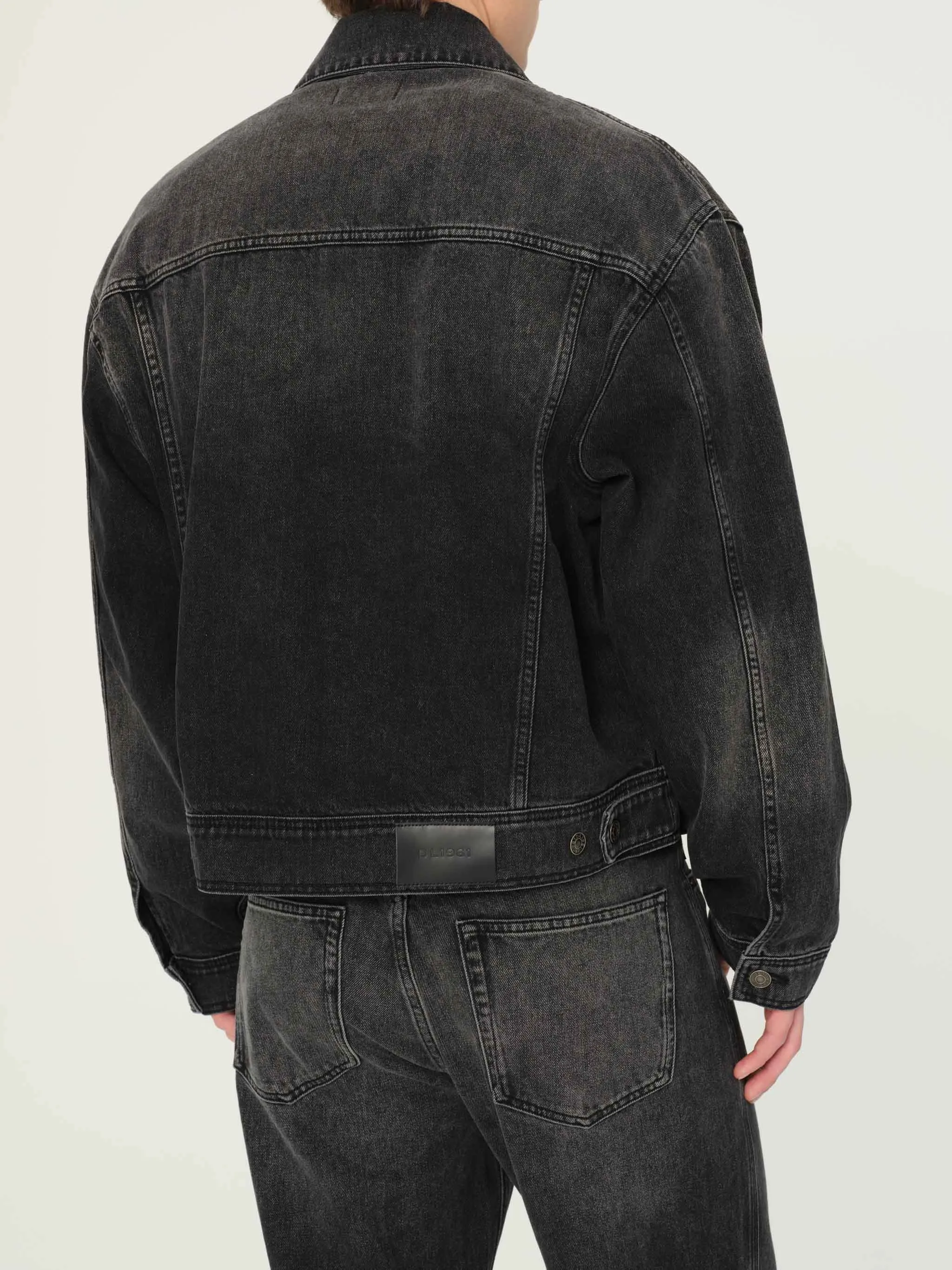 Jacky Relaxed Trucker Denim Jacket | Nightshade (Washed Black) sold by DL1961 product image thumbnail 2