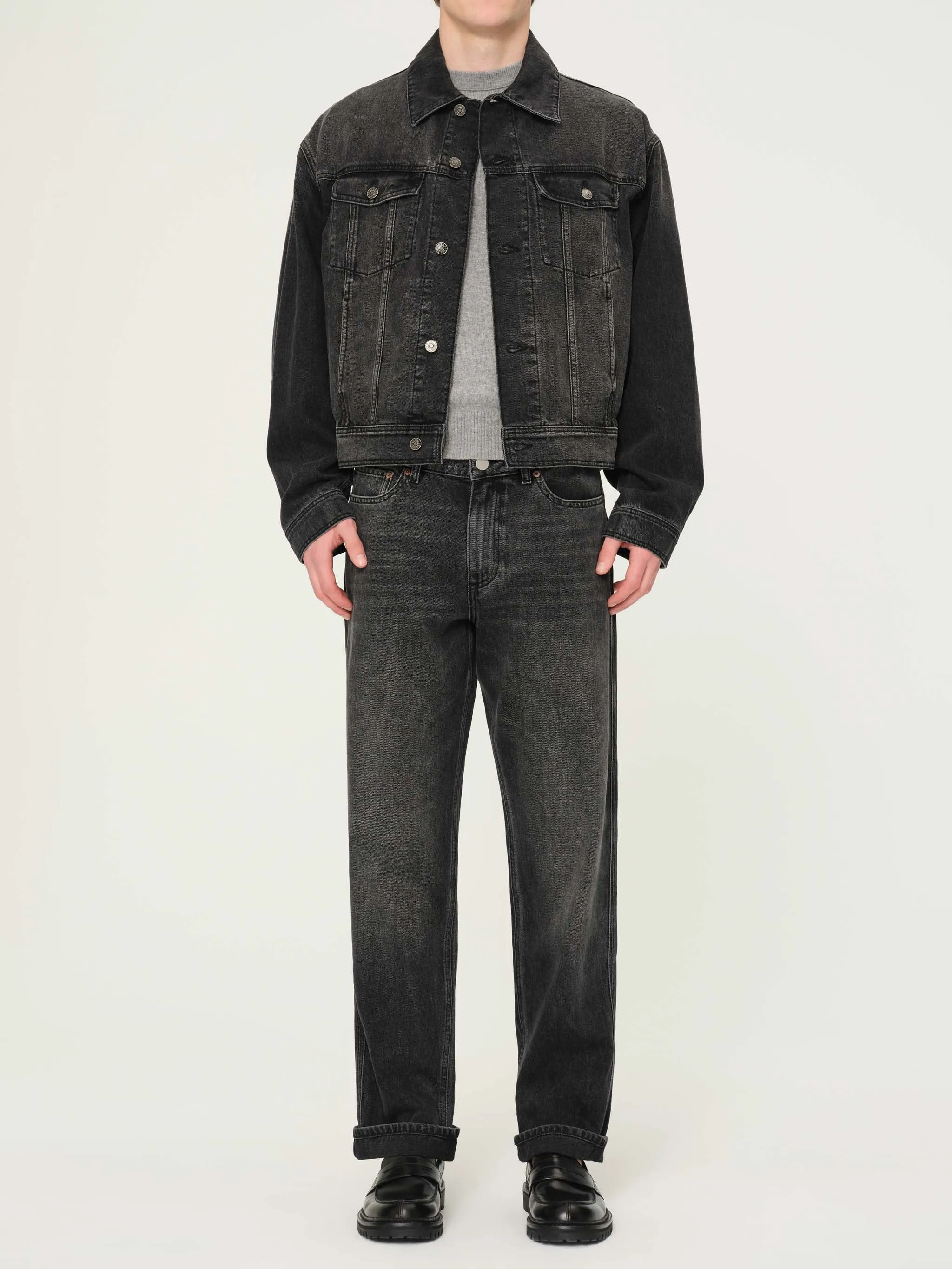 Jacky Relaxed Trucker Denim Jacket | Nightshade (Washed Black) sold by DL1961 product image thumbnail 4