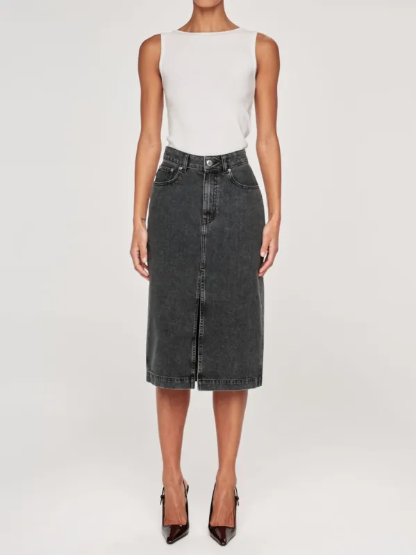 Lexie High Rise Denim Skirt Midi | Lt. Nightshade sold by DL1961