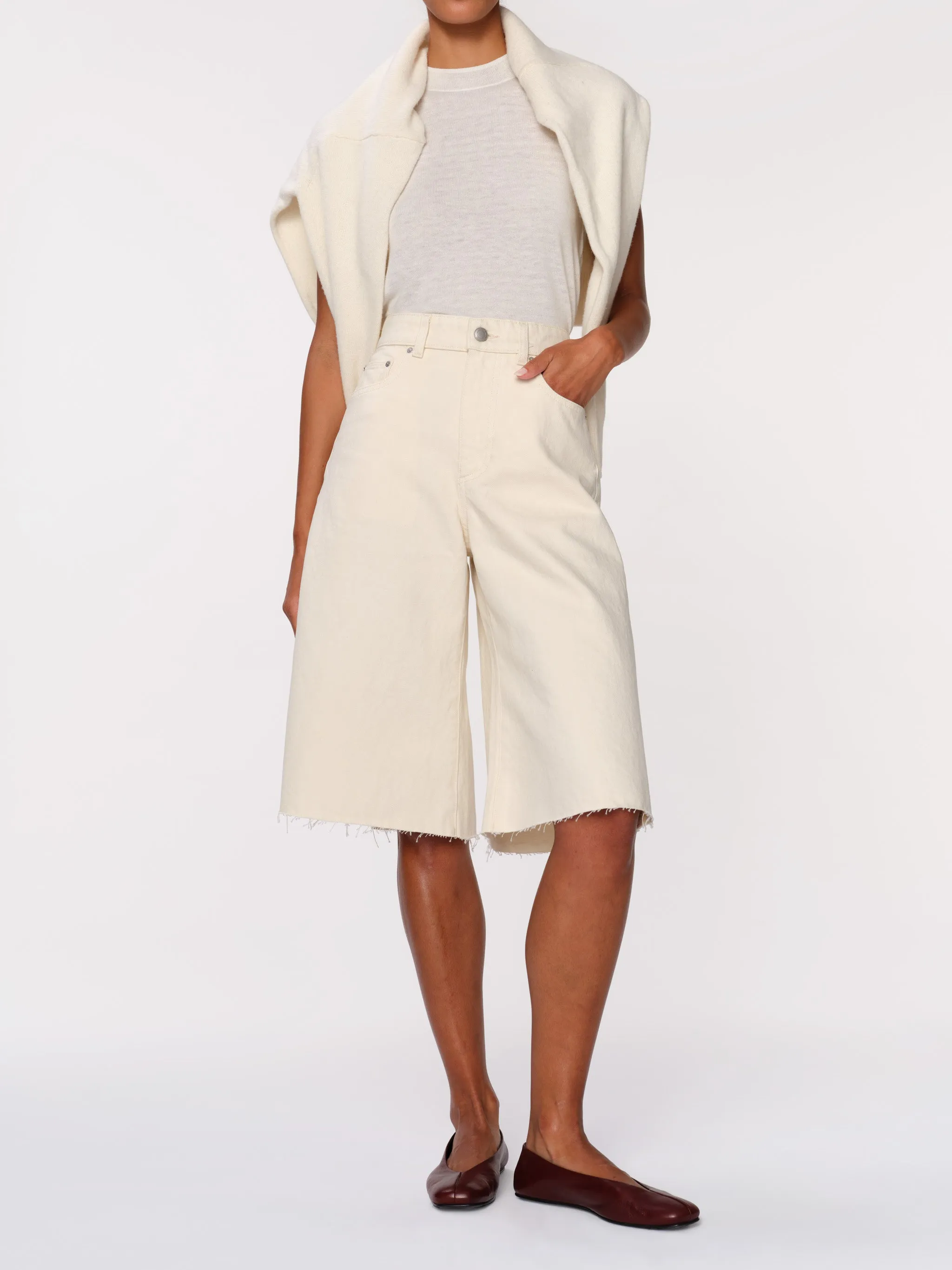 Lucila Jean Short Ultra High Rise 14" | Ecru sold by DL1961