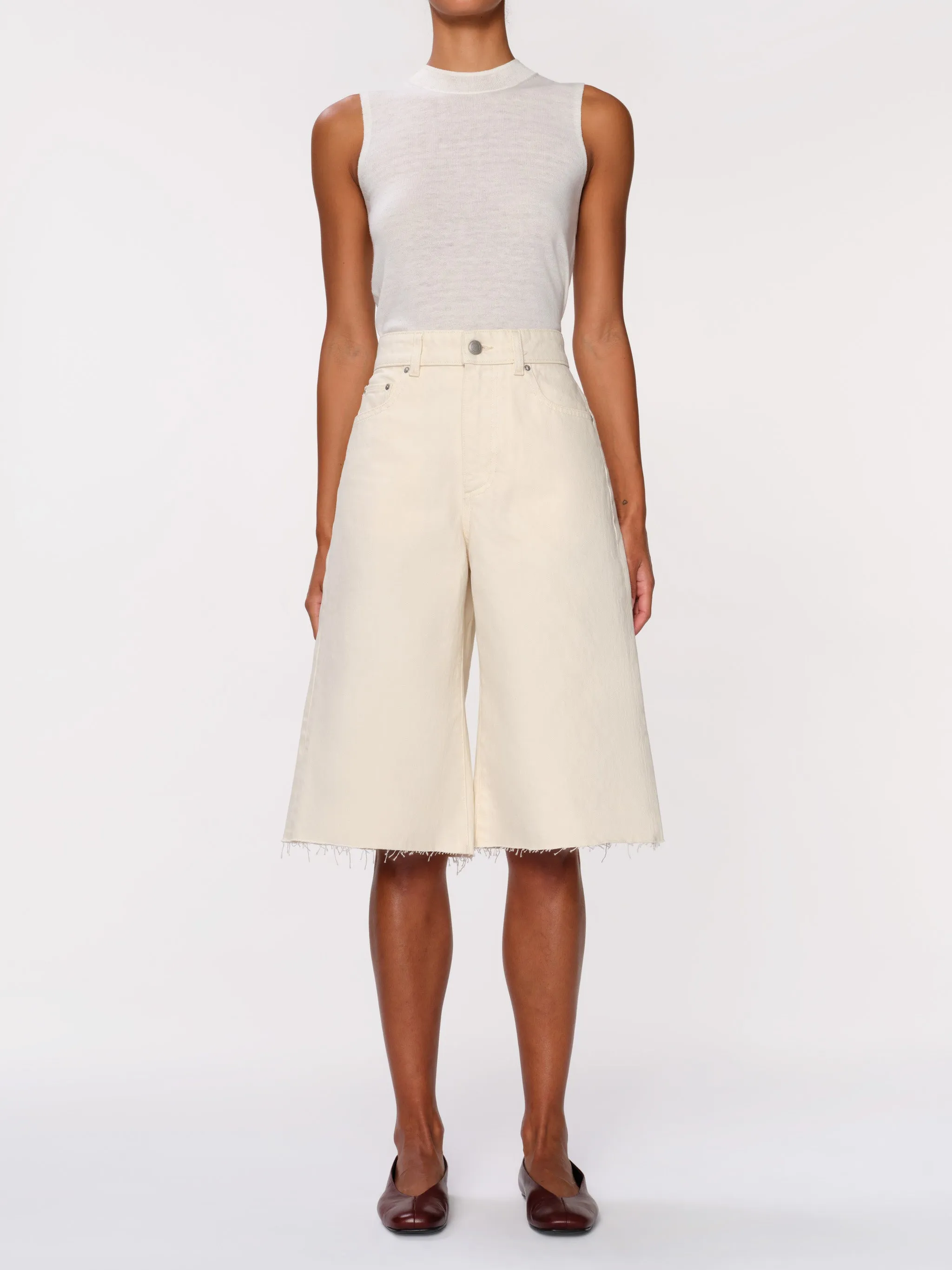 Lucila Jean Short Ultra High Rise 14" | Ecru sold by DL1961 product image thumbnail 2