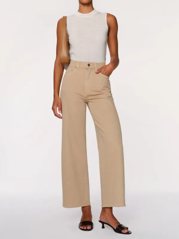 Hepburn Wide Leg High Rise Ankle Jeans | Almond sold by DL1961