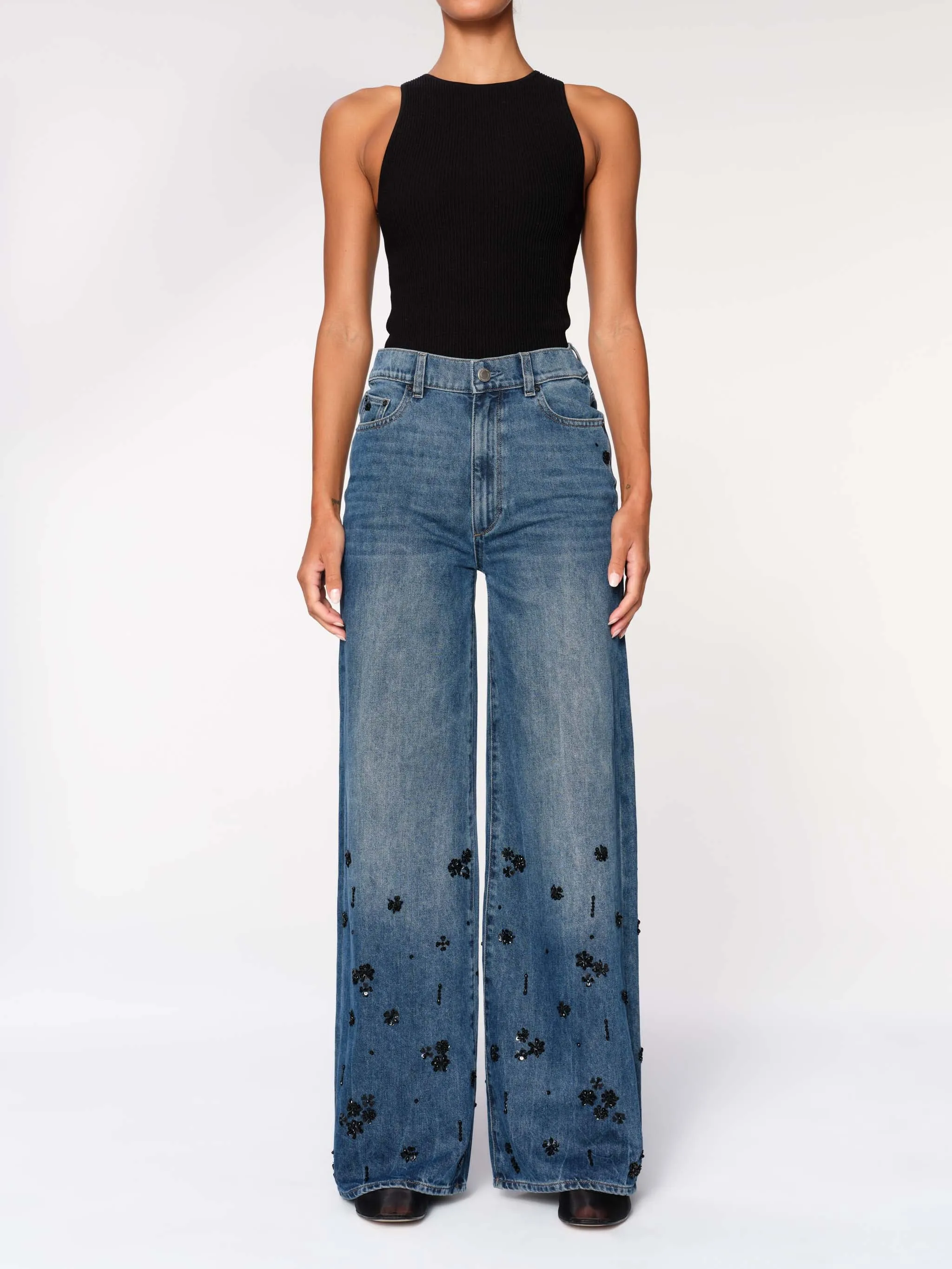 Hepburn Wide Leg High Rise 32" Jeans | Embellished sold by DL1961 product image thumbnail 3