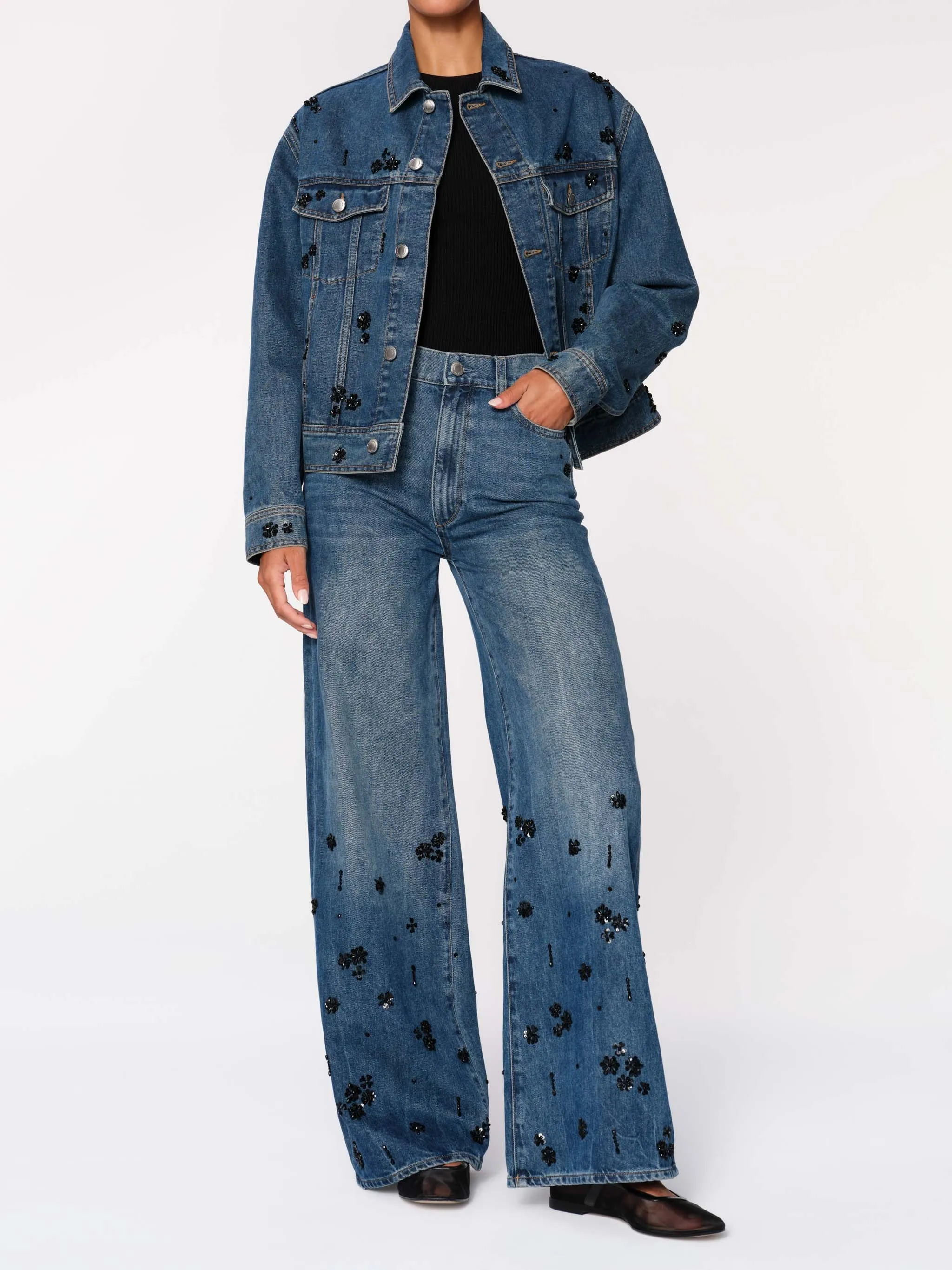 Hepburn Wide Leg High Rise 32" Jeans | Embellished sold by DL1961