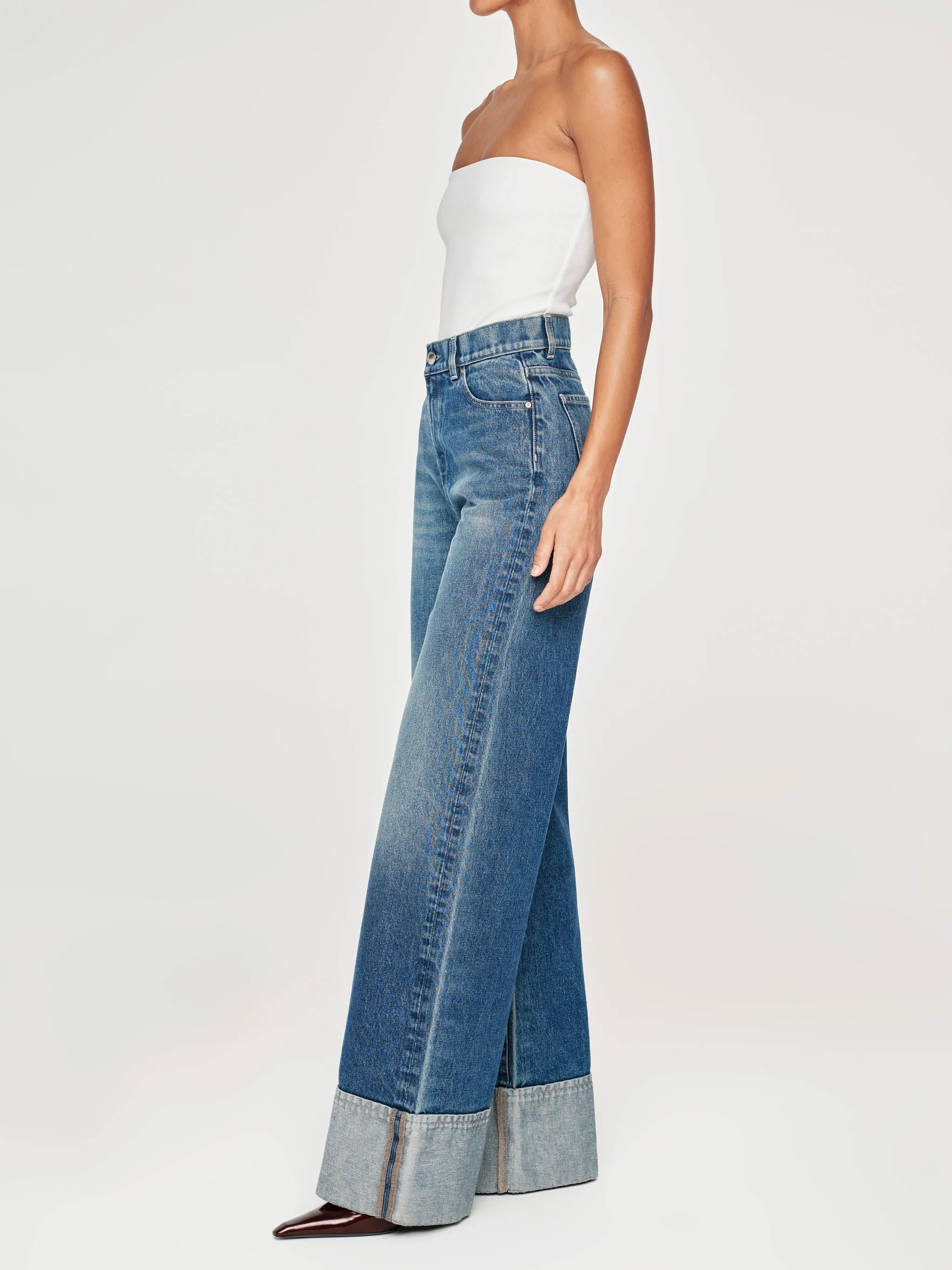 Hepburn Wide Leg High Rise 32" Jeans | Middleton Cuffed sold by DL1961 product image thumbnail 4