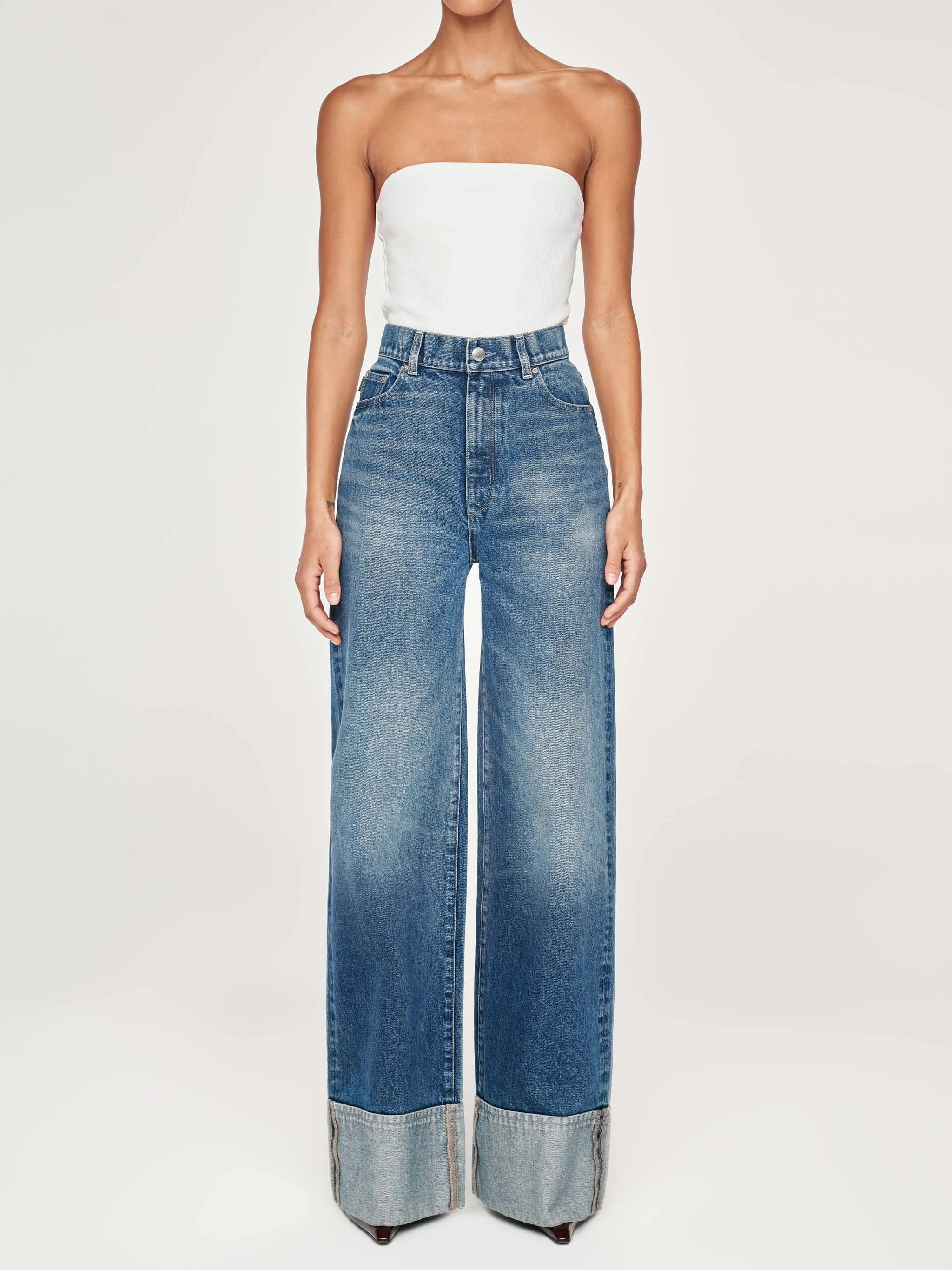 Hepburn Wide Leg High Rise 32" Jeans | Middleton Cuffed sold by DL1961 product image thumbnail 3