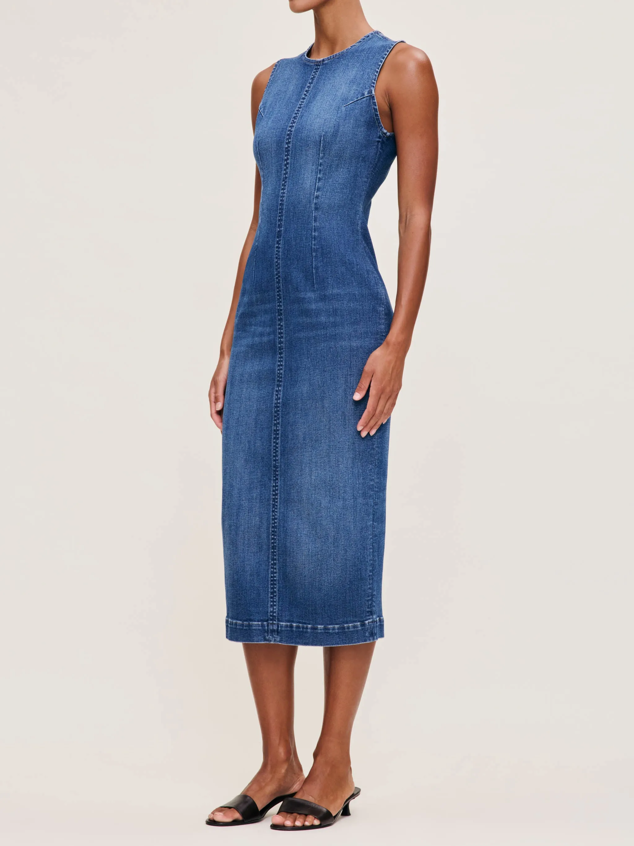 Esme Denim Dress Midi | Blue Harbor sold by DL1961 product image thumbnail 4