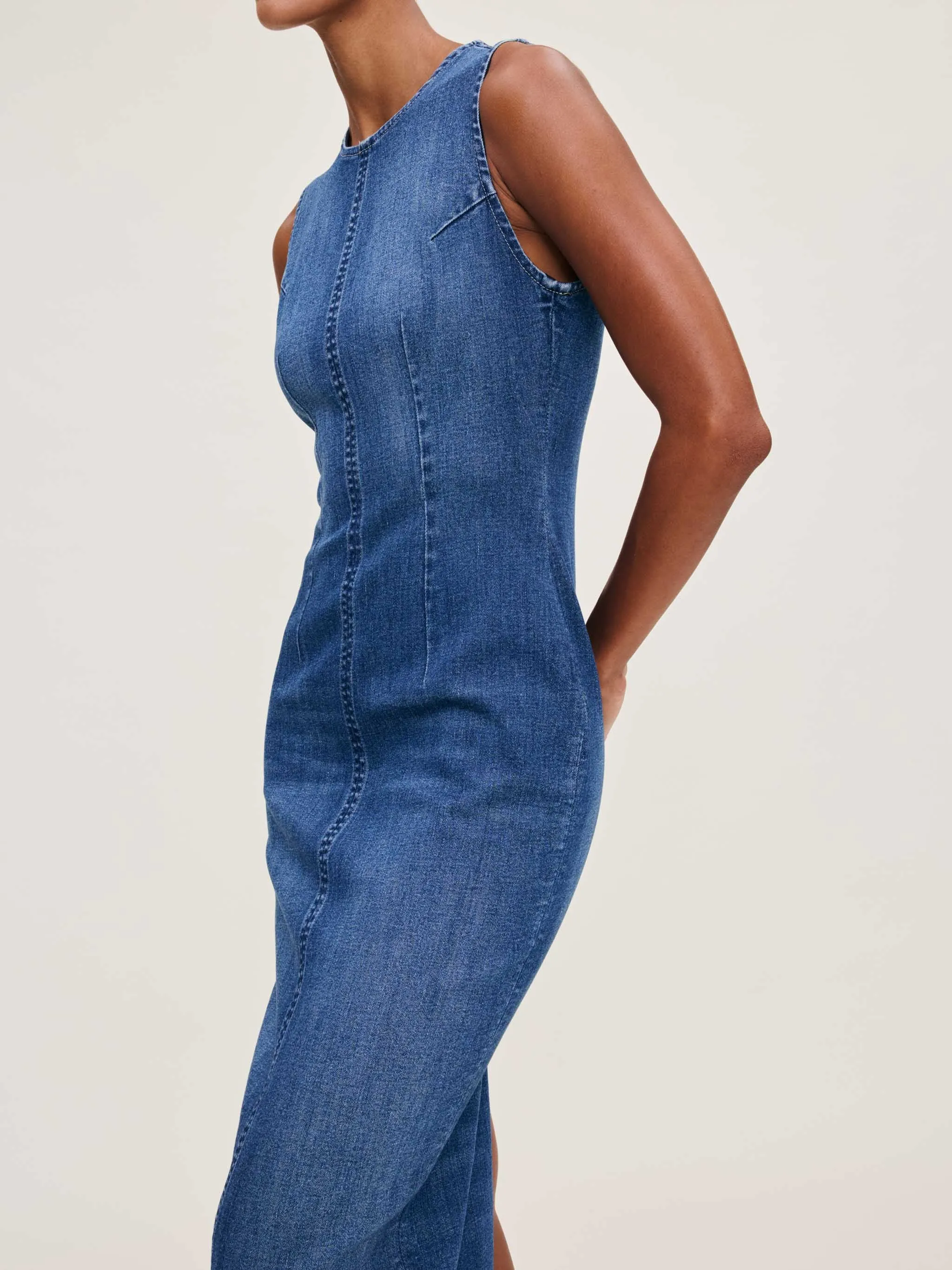 Esme Denim Dress Midi | Blue Harbor sold by DL1961 product image thumbnail 2