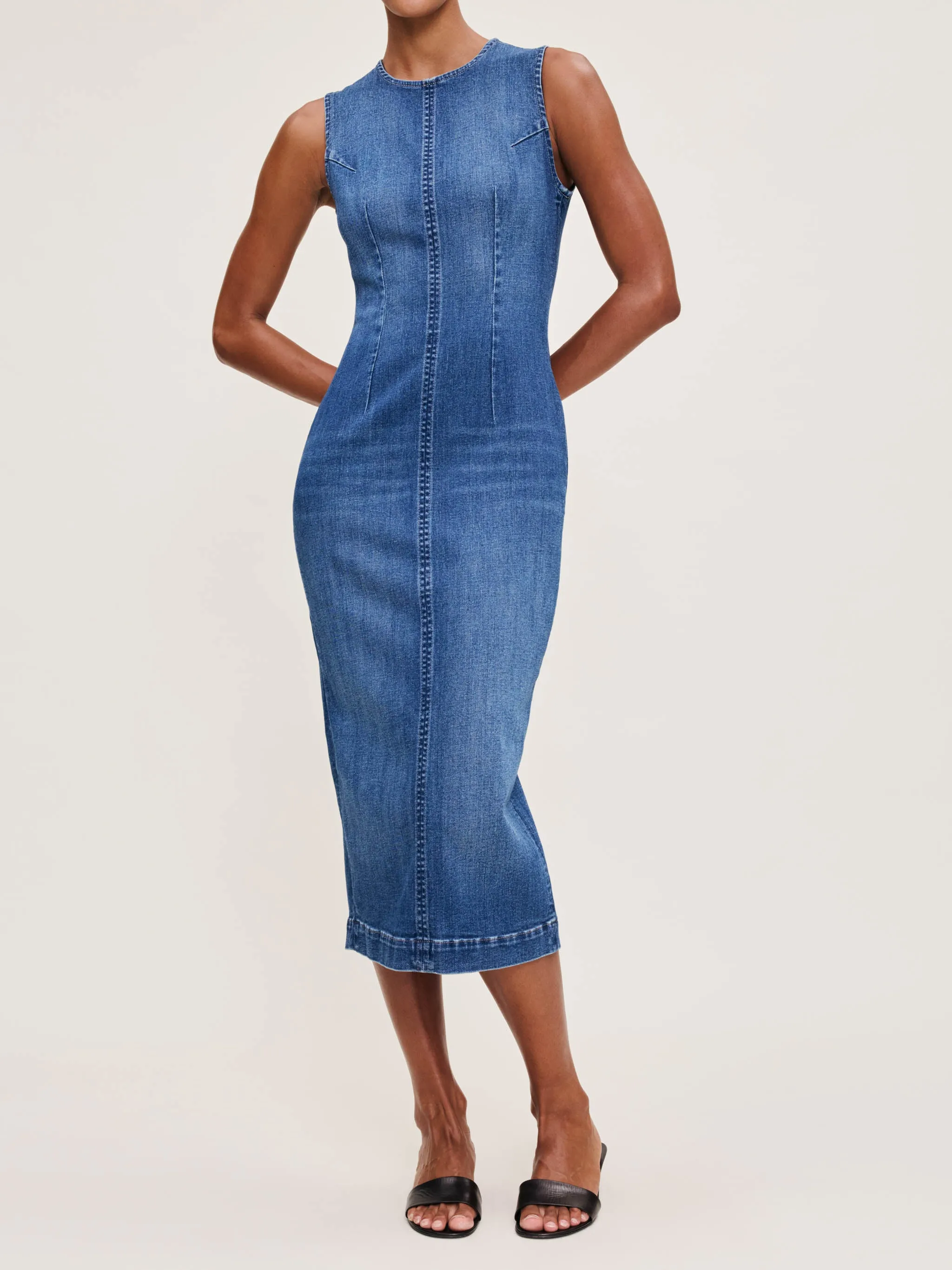 Esme Denim Dress Midi | Blue Harbor sold by DL1961 product image thumbnail 3